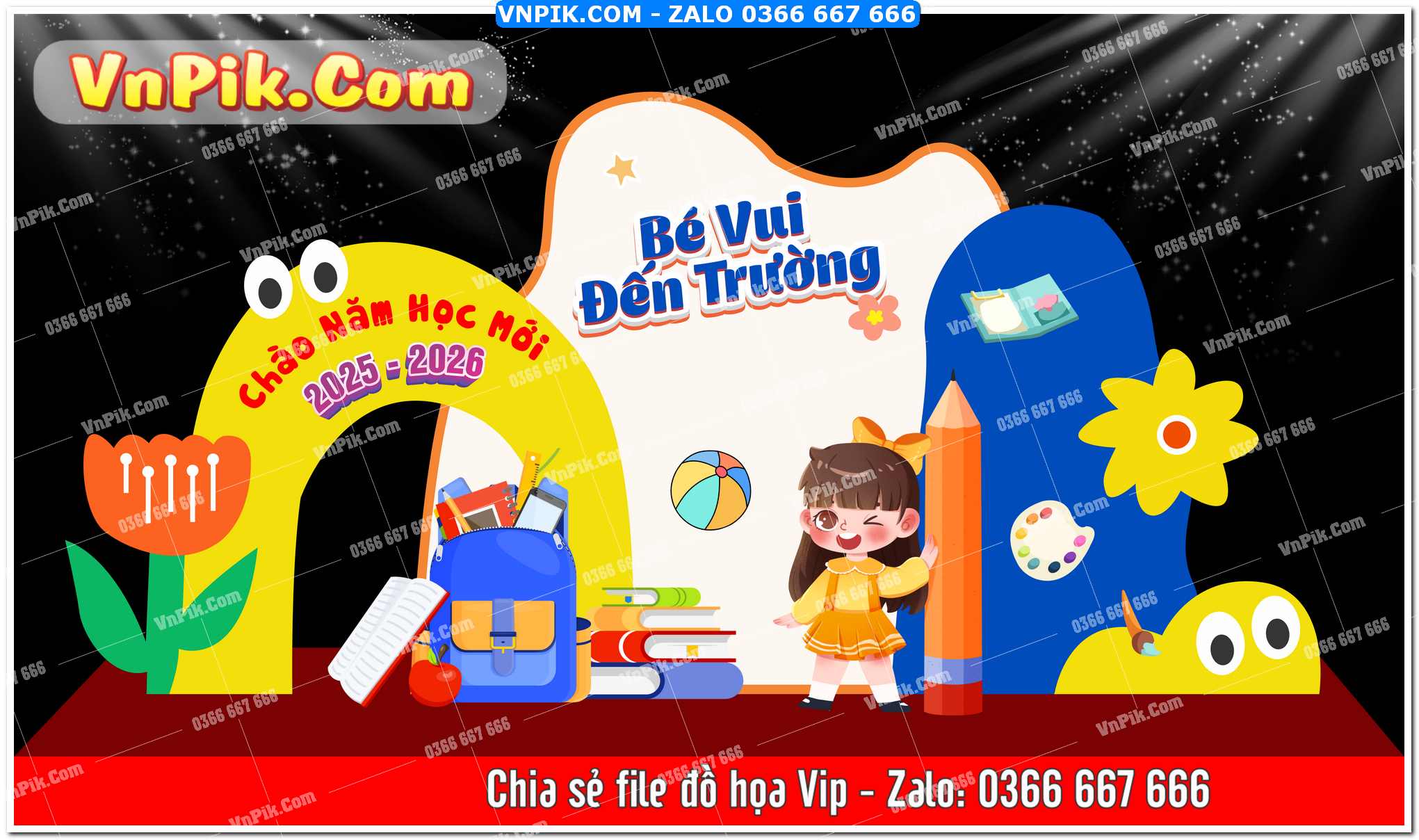 Background phông nên khung chụp hình khai giảng mầm non đẹp 2025