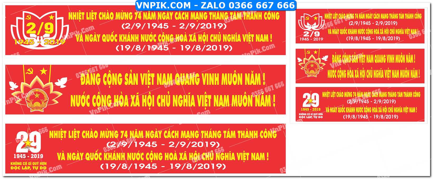 Băng rôn cách mạng tháng tám và quốc khánh 02/9 file Corel
