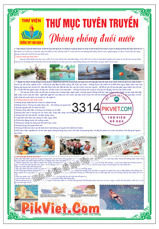 Bảng tuyên truyền phòng chống đuối nước file Corel