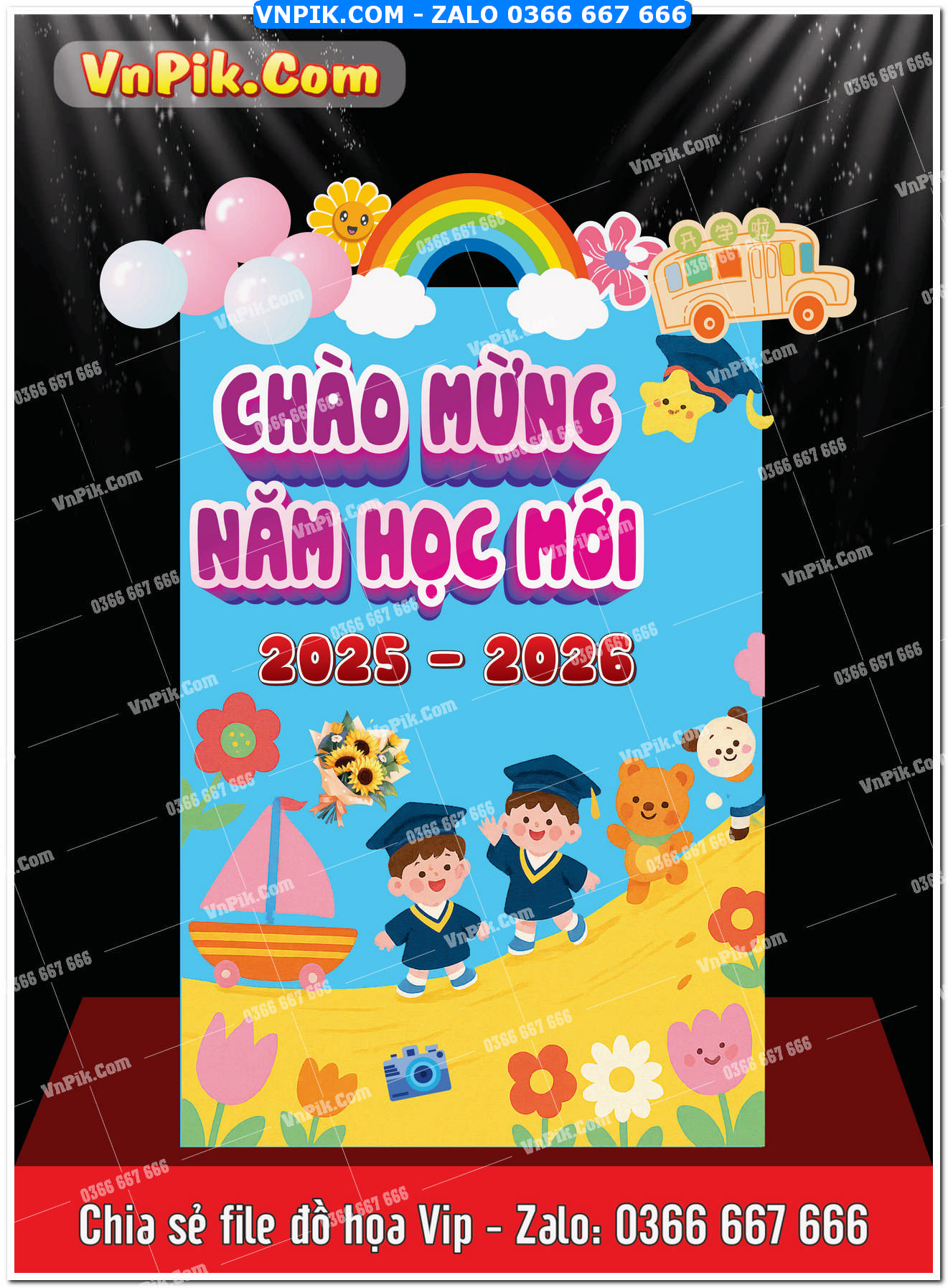 Bảng welcome tựu trường, bế giảng mẫu, decor chụp ảnh trường học 14