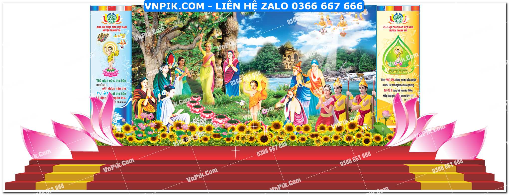 File thiết kế background phông nền đại lễ phật đản corel x7 mẫu 16
