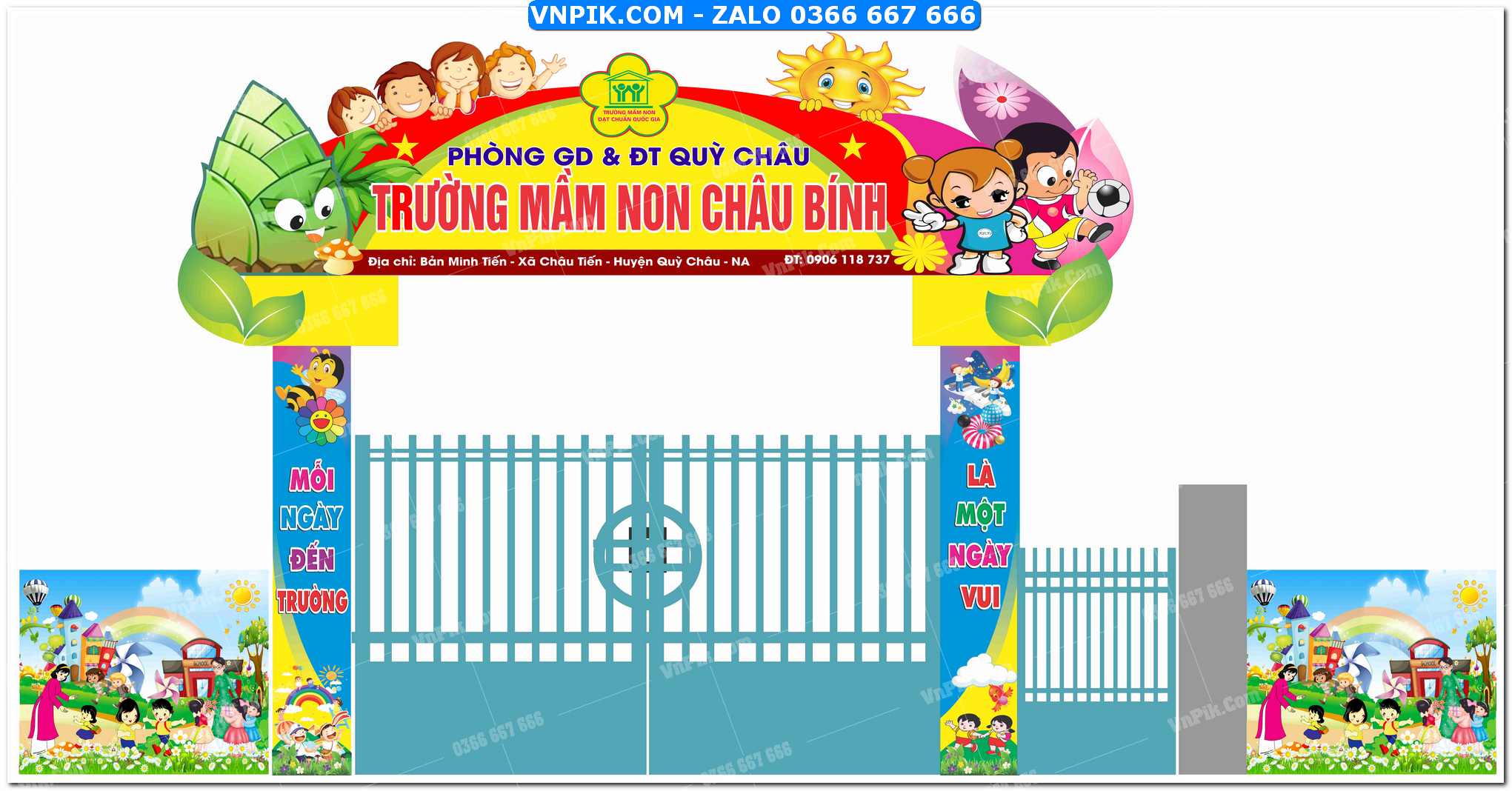 Mẫu cổng trường màm non châu bính