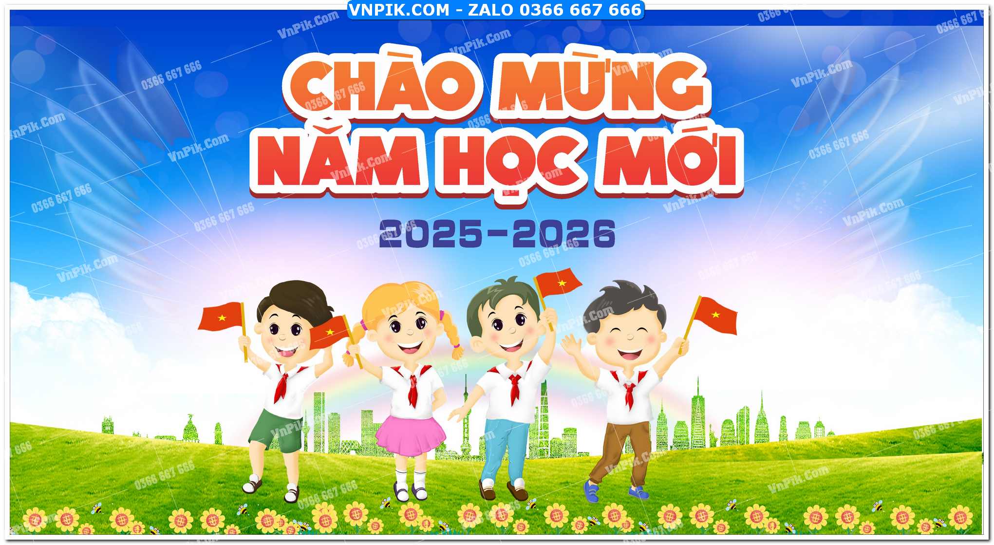 Mẫu phông nền lễ khai giảng 2025 mẫu 11
