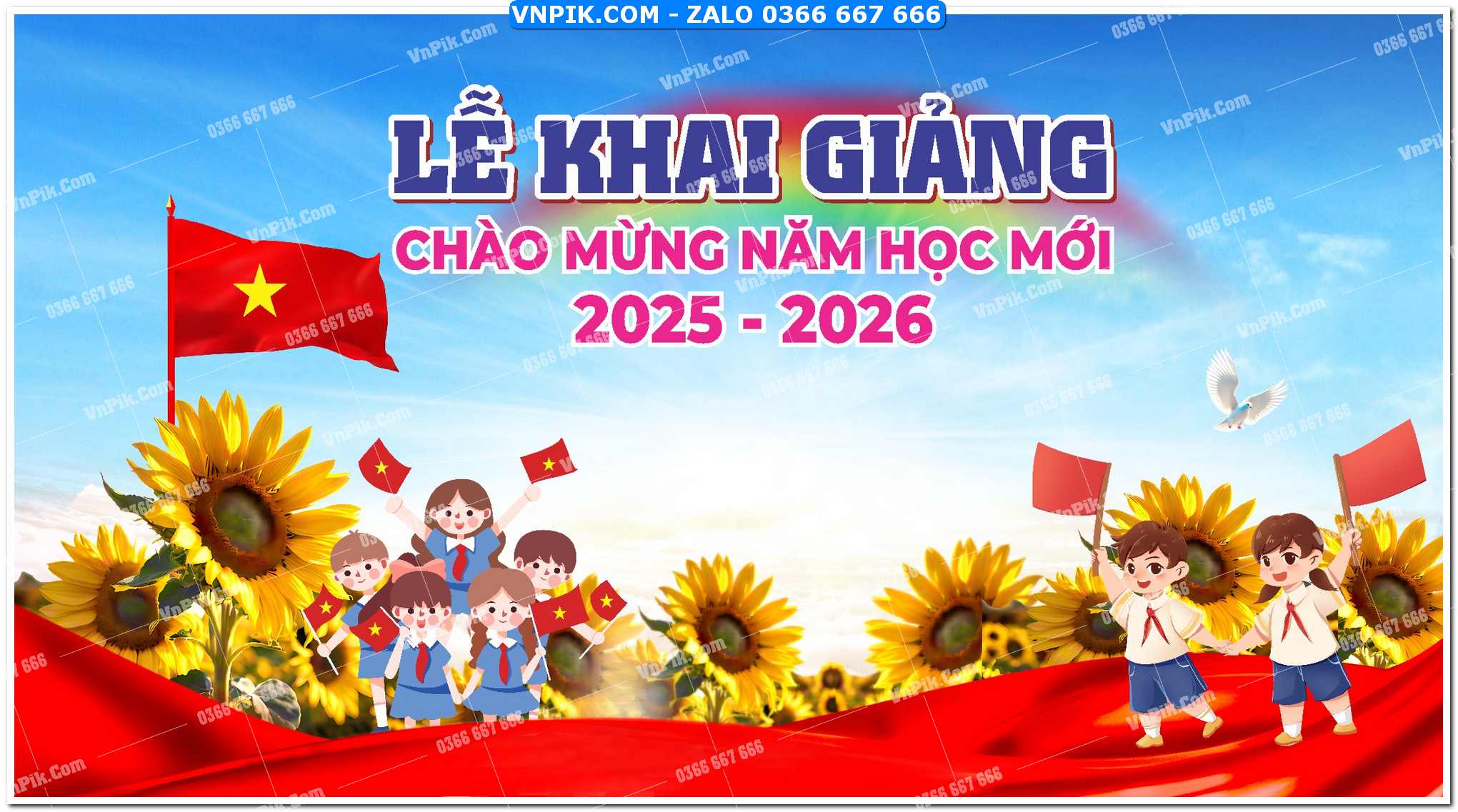 Mẫu phông nền lễ khai giảng 2025 mẫu 7