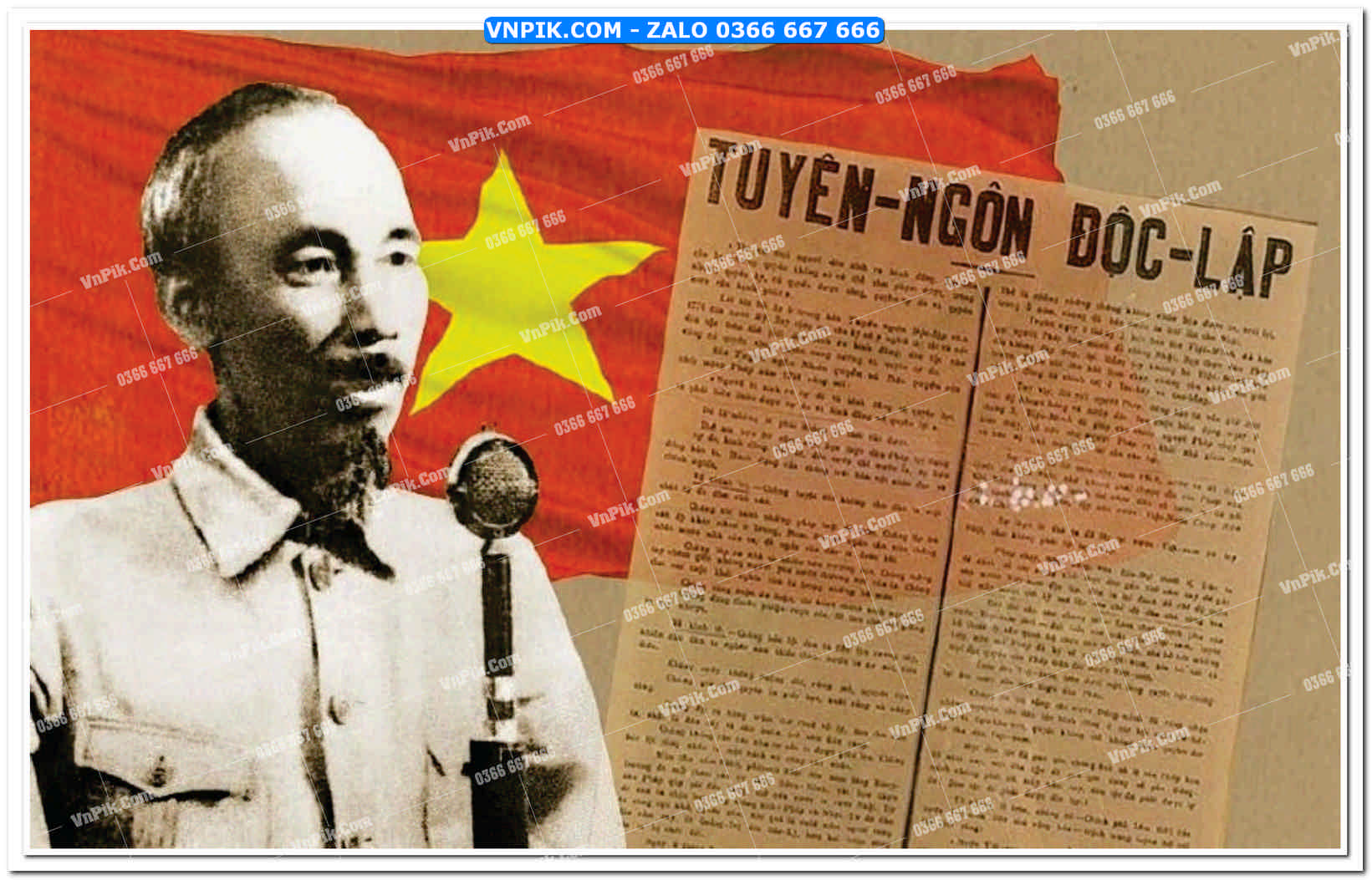 Mẫu tranh bác hồ và tuyên ngôn độc lập file jpg