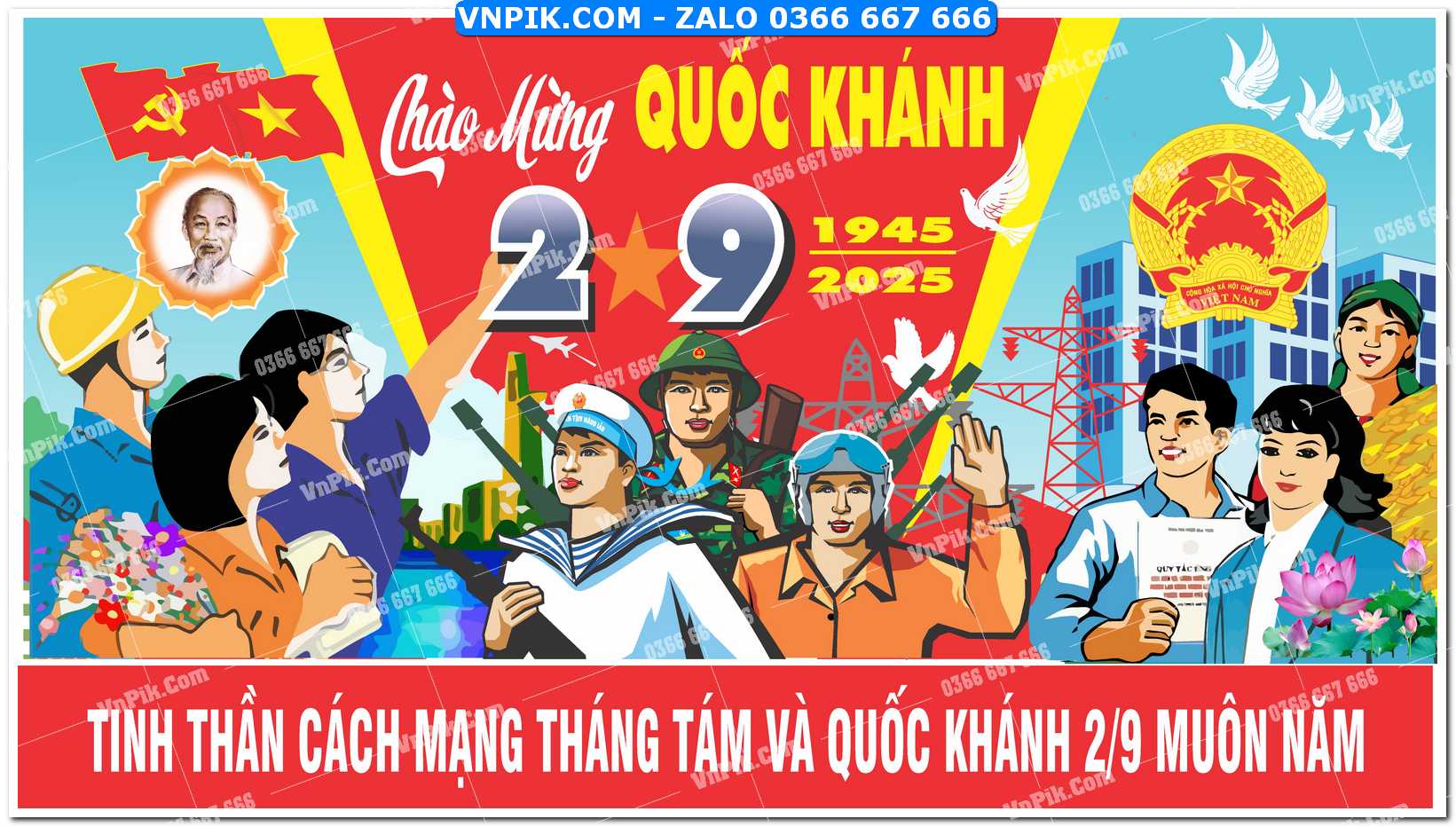 Pano cổ động mừng ngày Quốc Khánh Việt Nam file Corel 1