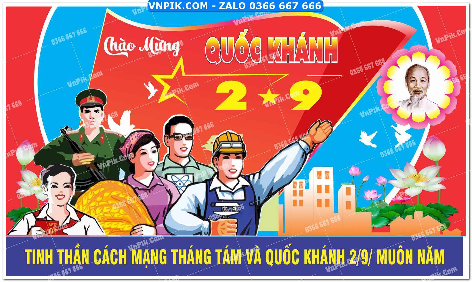 Pano cổ động mừng ngày Quốc Khánh Việt Nam file Corel 2