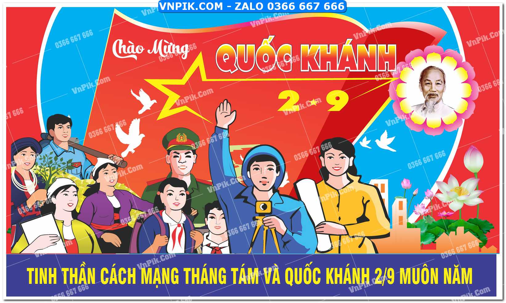 Pano cổ động mừng ngày Quốc Khánh Việt Nam file Corel 3