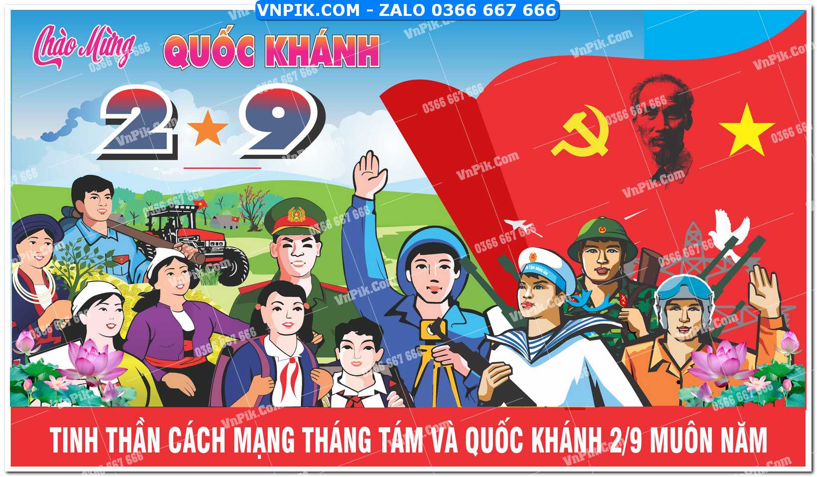 Pano cổ động mừng ngày Quốc Khánh Việt Nam file Corel 4