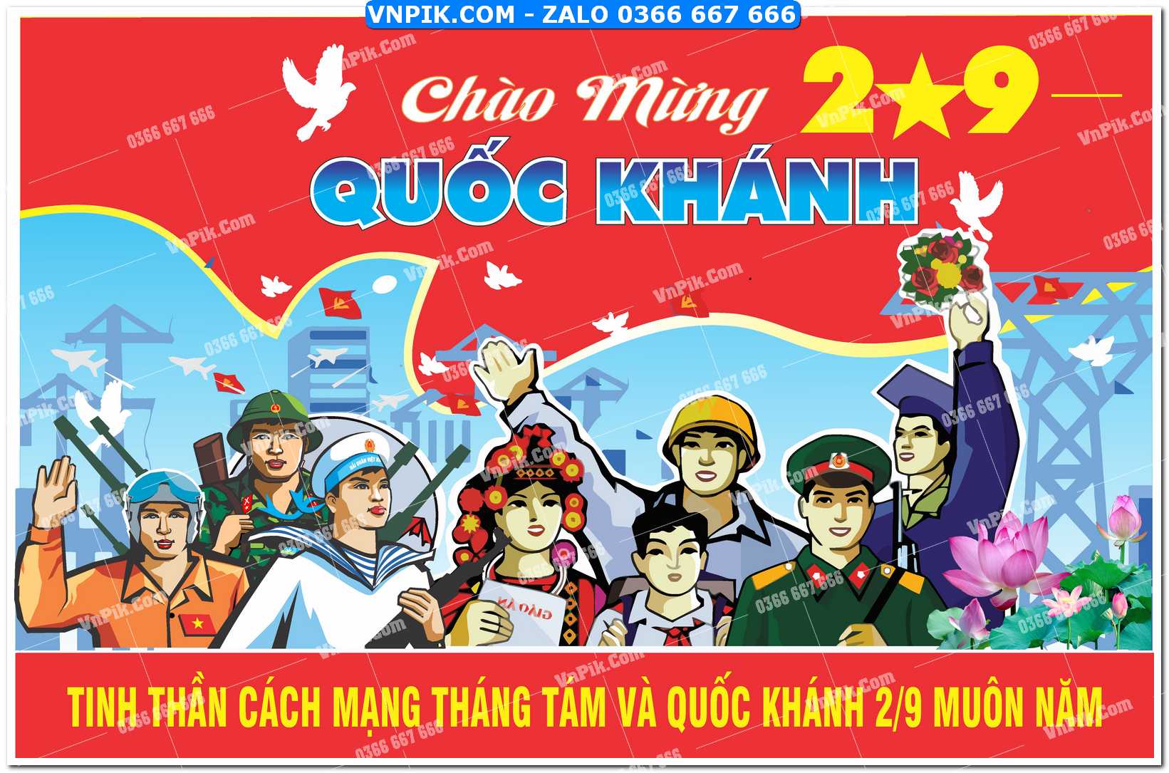 Pano cổ động mừng ngày Quốc Khánh Việt Nam file Corel 7