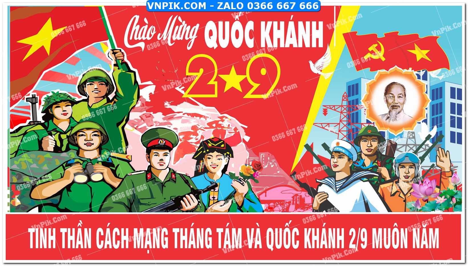 Pano cổ động mừng ngày Quốc Khánh Việt Nam file Corel 9