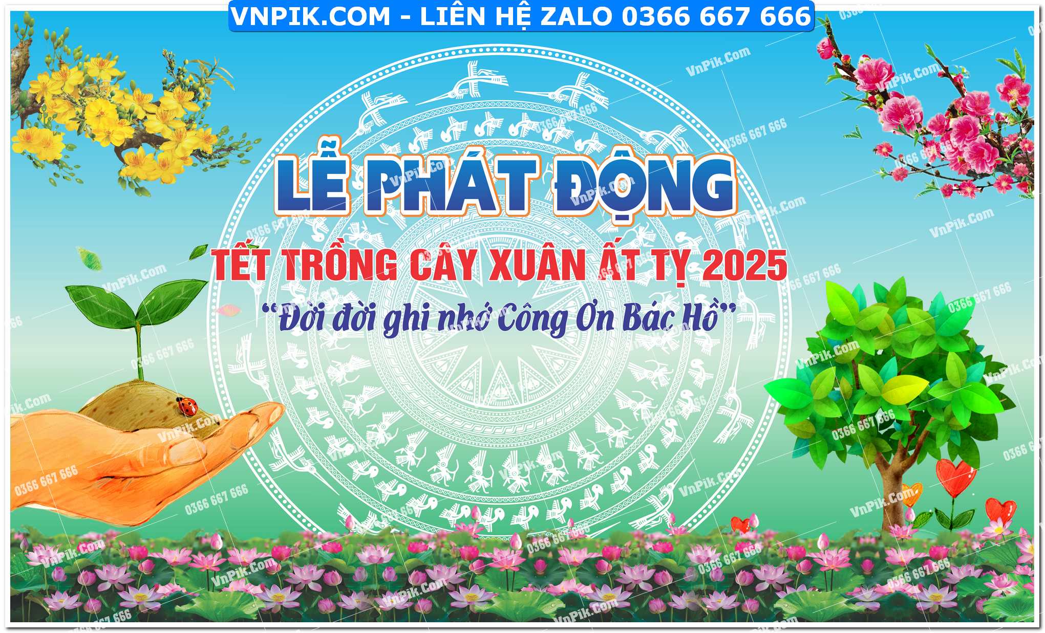 Phông nền lễ phát động tết trồng cây đời đời nhớ ơn Bác Hồ mẫu 13