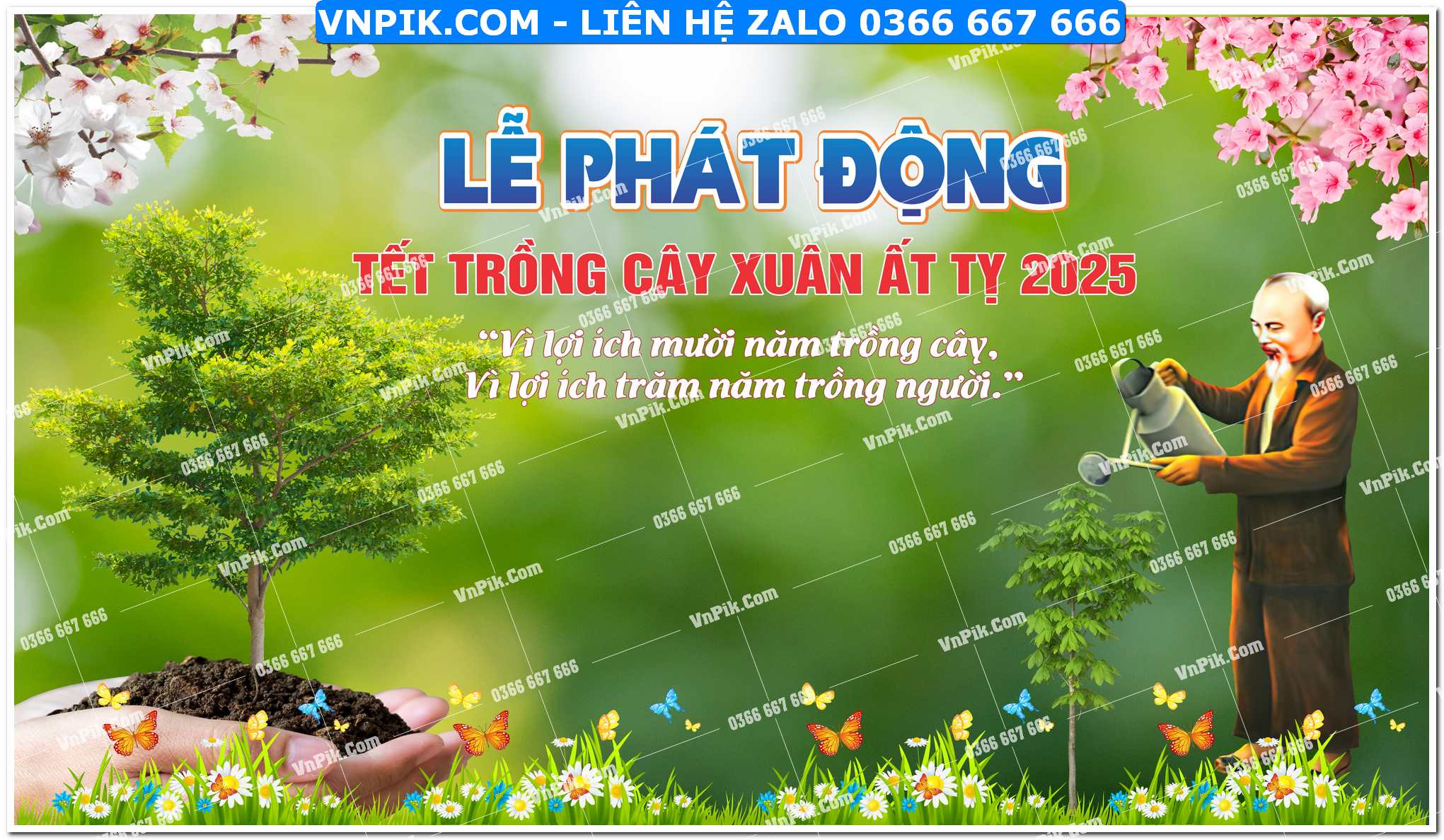 Phông nền lễ phát động tết trồng cây đời đời nhớ ơn Bác Hồ mẫu 14