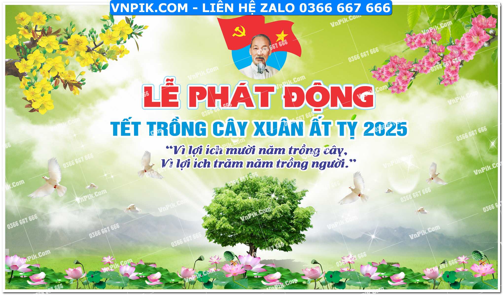 Phông nền lễ phát động tết trồng cây đời đời nhớ ơn Bác Hồ mẫu 16