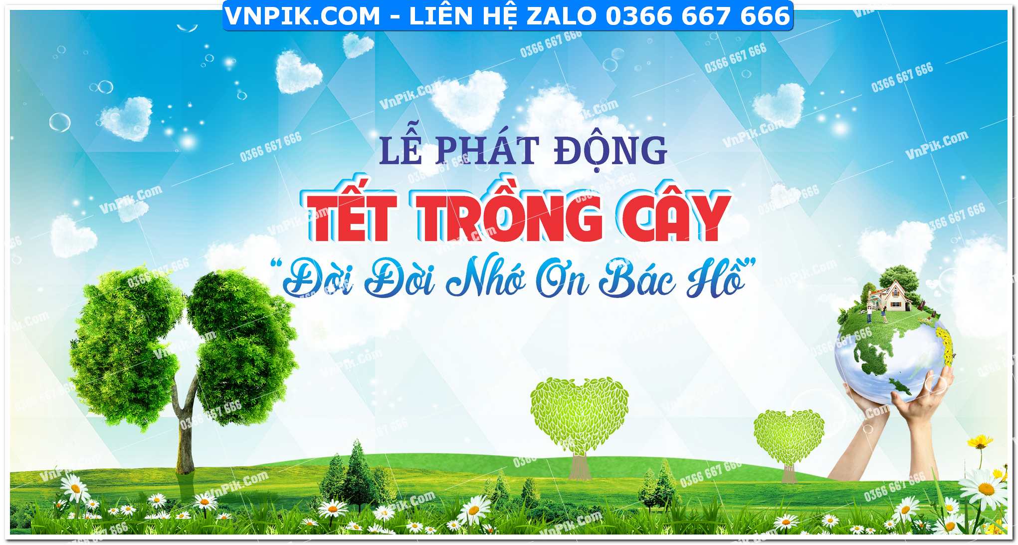 Phông nền lễ phát động tết trồng cây đời đời nhớ ơn Bác Hồ mẫu 18