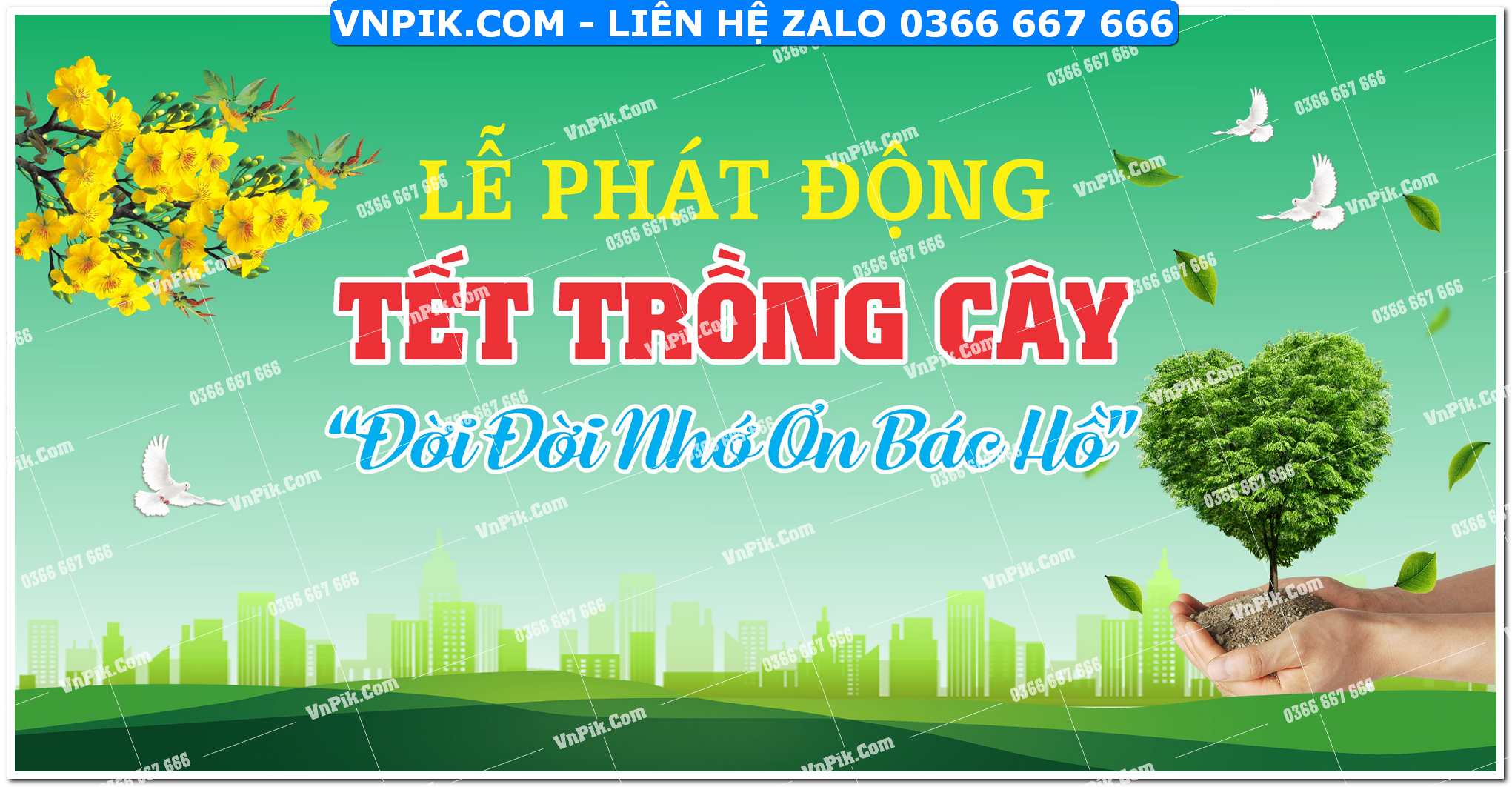 Phông nền lễ phát động tết trồng cây đời đời nhớ ơn Bác Hồ mẫu 8