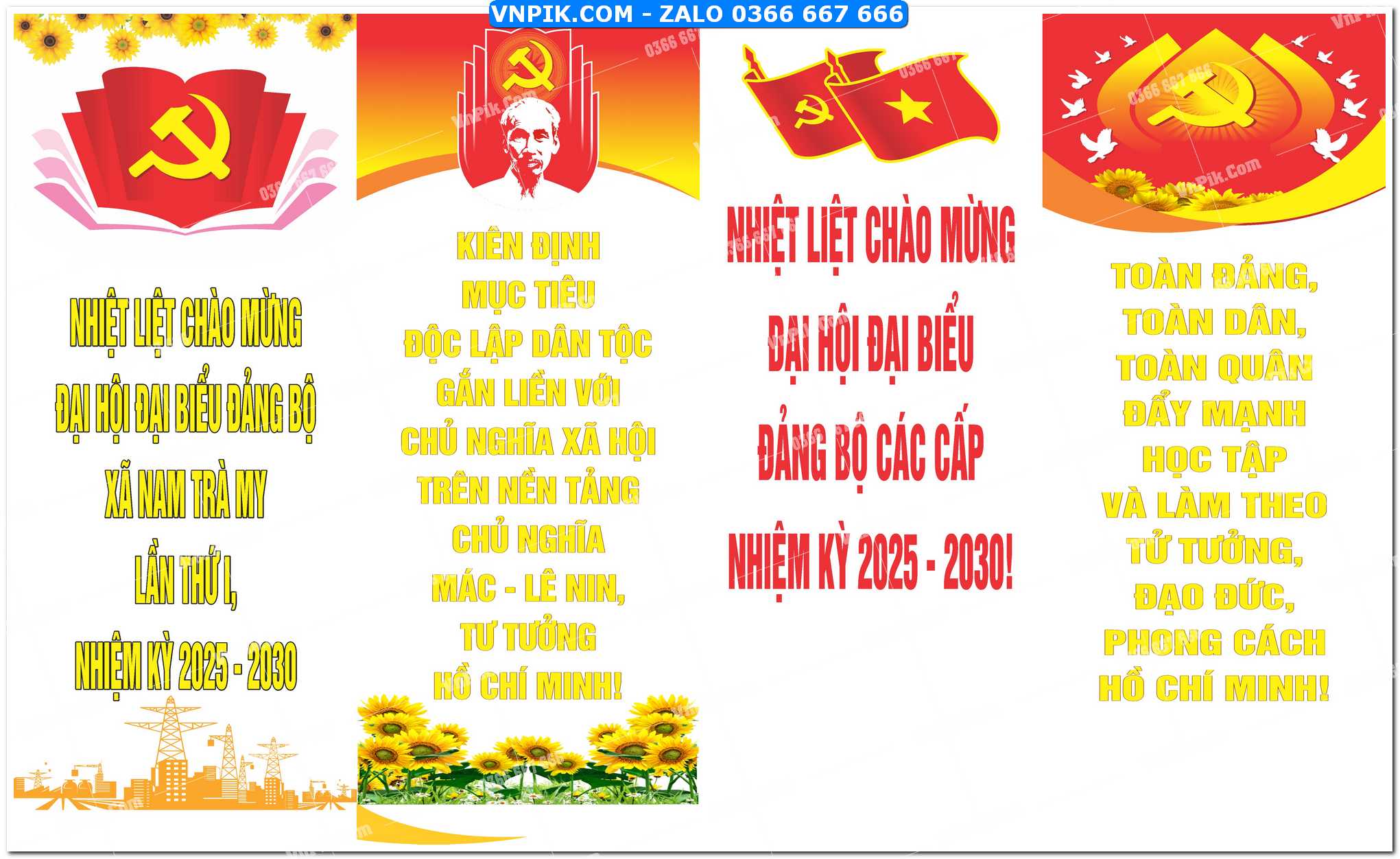Phướn dọc mừng Đại hội Đảng bộ các cấp 2025 mẫu 12