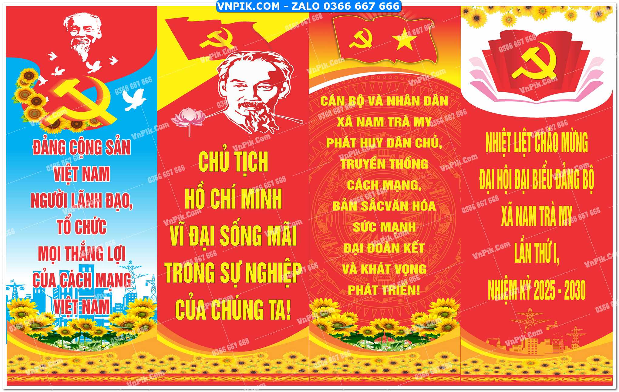 Phướn dọc mừng Đại hội Đảng bộ các cấp 2025 mẫu 13