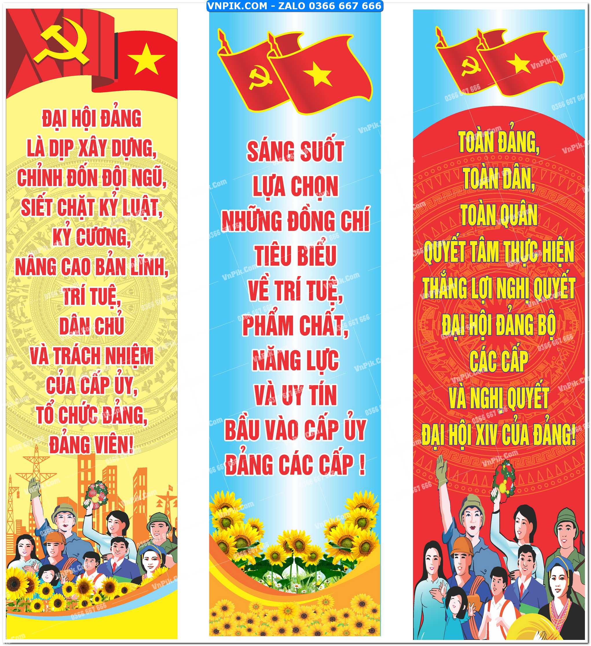 Phướn dọc mừng Đại hội Đảng bộ các cấp 2025 mẫu 19
