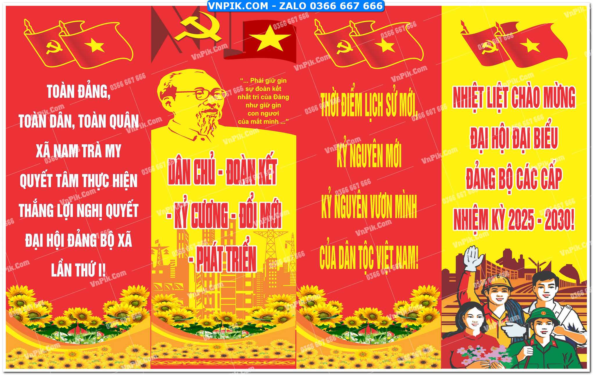 Phướn dọc mừng Đại hội Đảng bộ các cấp 2025 mẫu 6