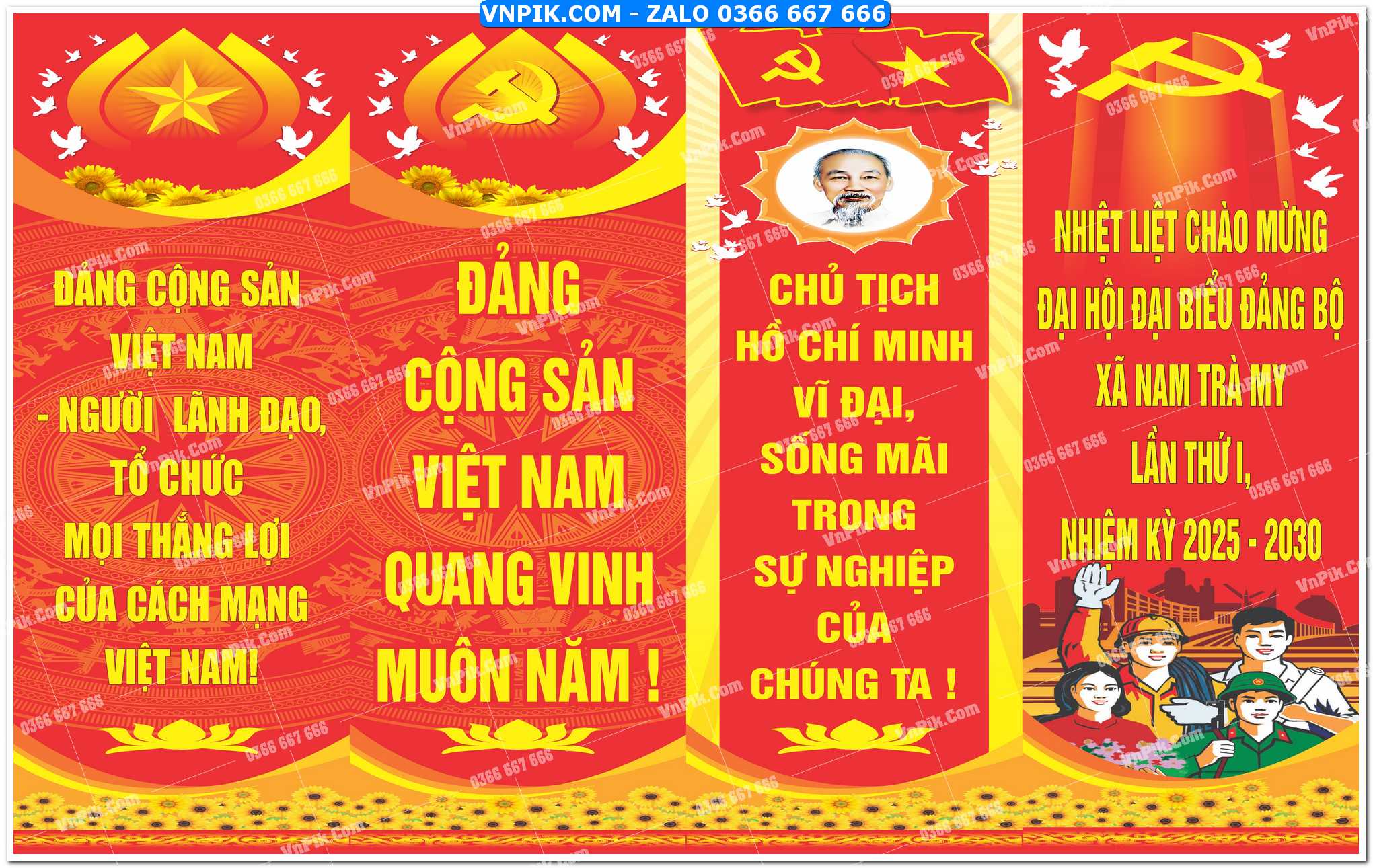 Phướn dọc mừng Đại hội Đảng bộ các cấp 2025 mẫu 7