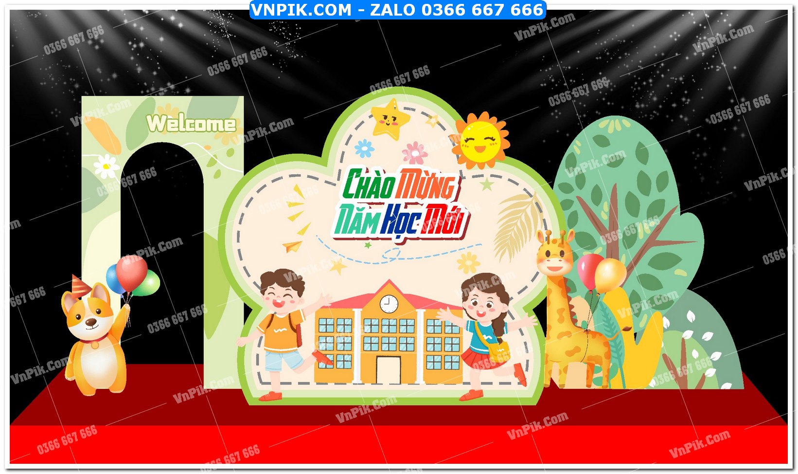 Phồng nền decor chụp ảnh khai giảng file định dạng vector mẫu 67