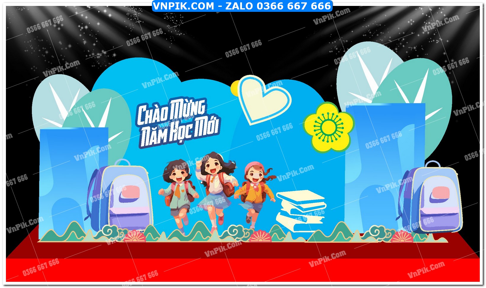 Phồng nền decor chụp ảnh khai giảng file định dạng vector mẫu 68
