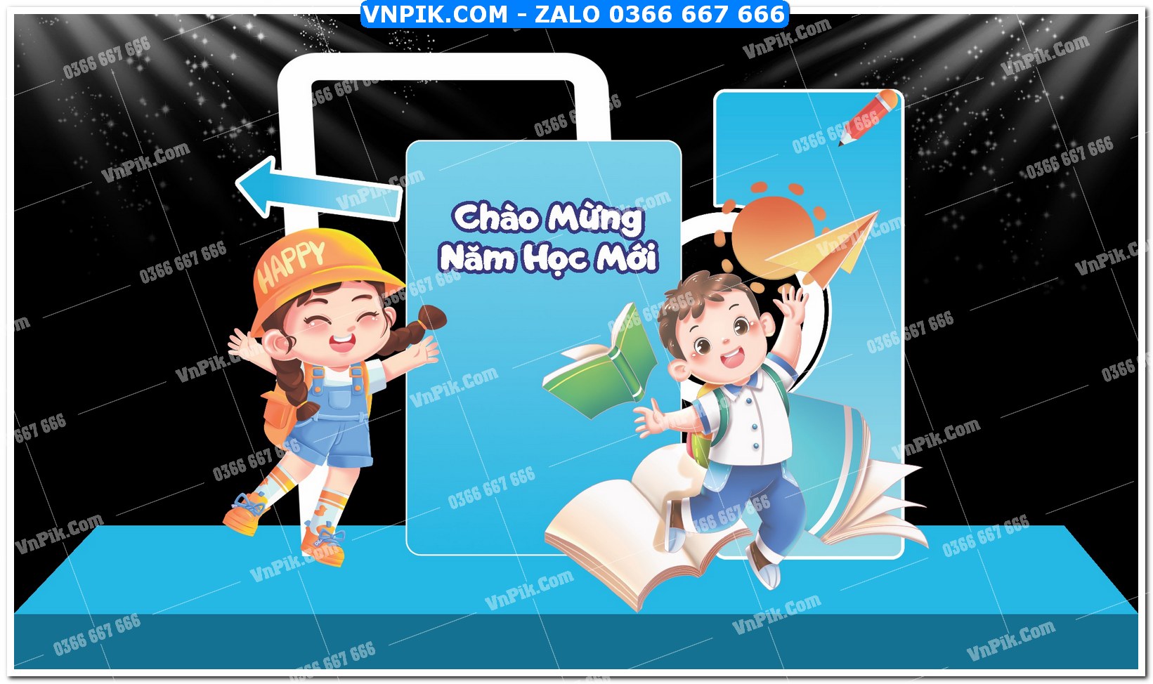 Phồng nền decor chụp ảnh khai giảng file định dạng vector mẫu 69