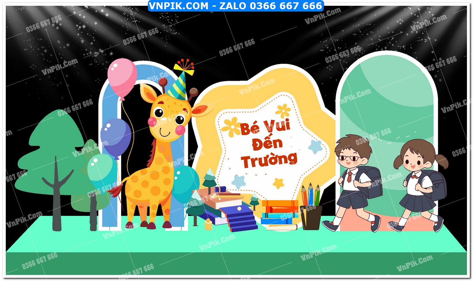 Phồng nền decor chụp ảnh khai giảng file định dạng vector mẫu 70