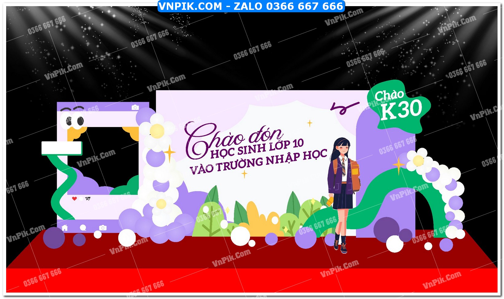 Phồng nền decor chụp ảnh khai giảng file định dạng vector mẫu 73
