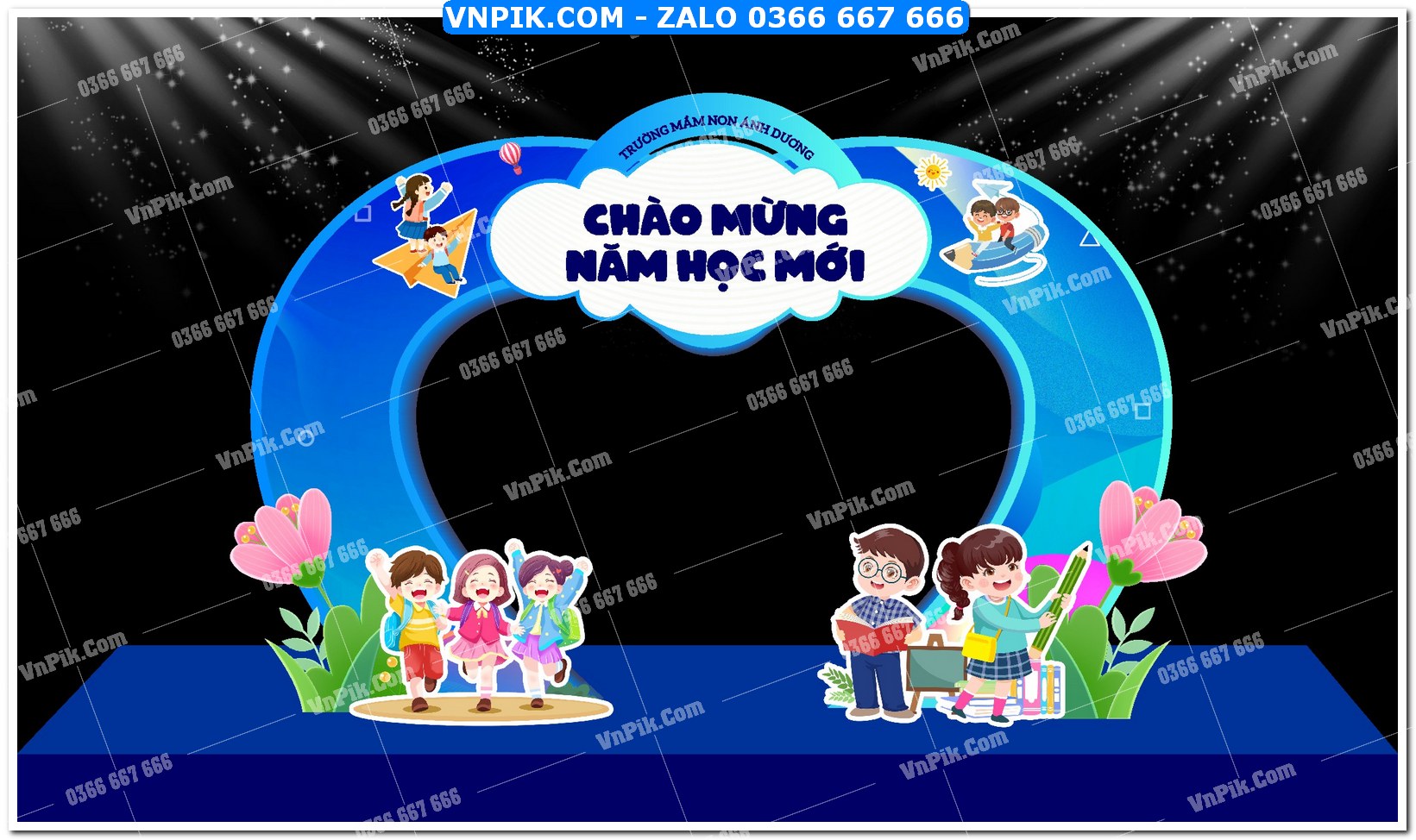 Phồng nền decor chụp ảnh khai giảng file định dạng vector mẫu 75