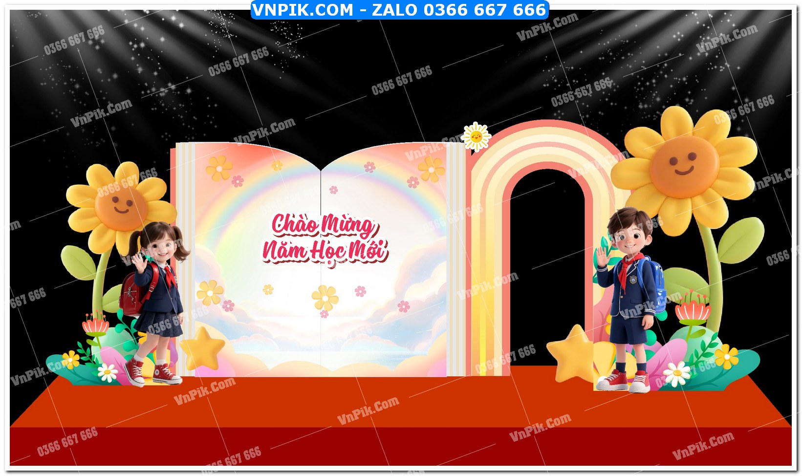 Phồng nền decor chụp ảnh khai giảng file định dạng vector mẫu 78