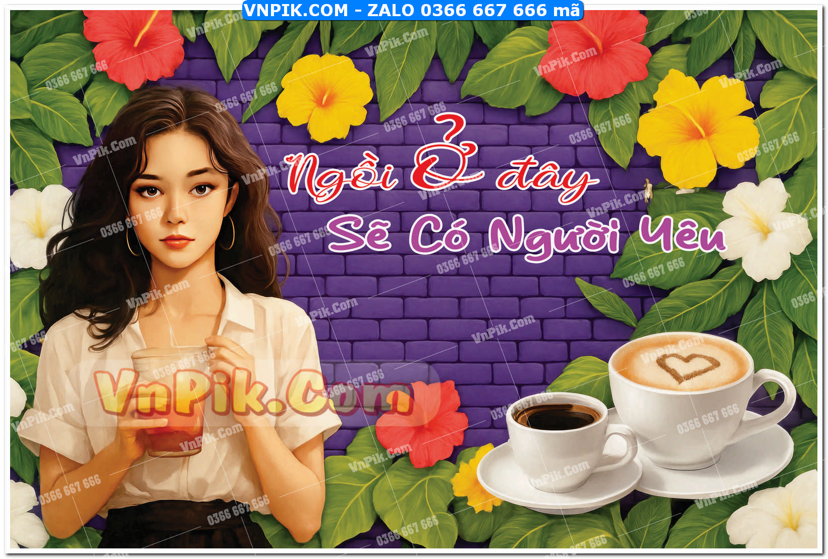 Tranh tường trang trí quán Cà phê – trà sữa mã 0002TS