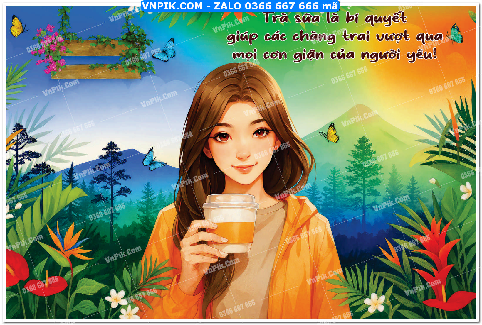 Tranh tường trang trí quán Cà phê – trà sữa mã 0003TS