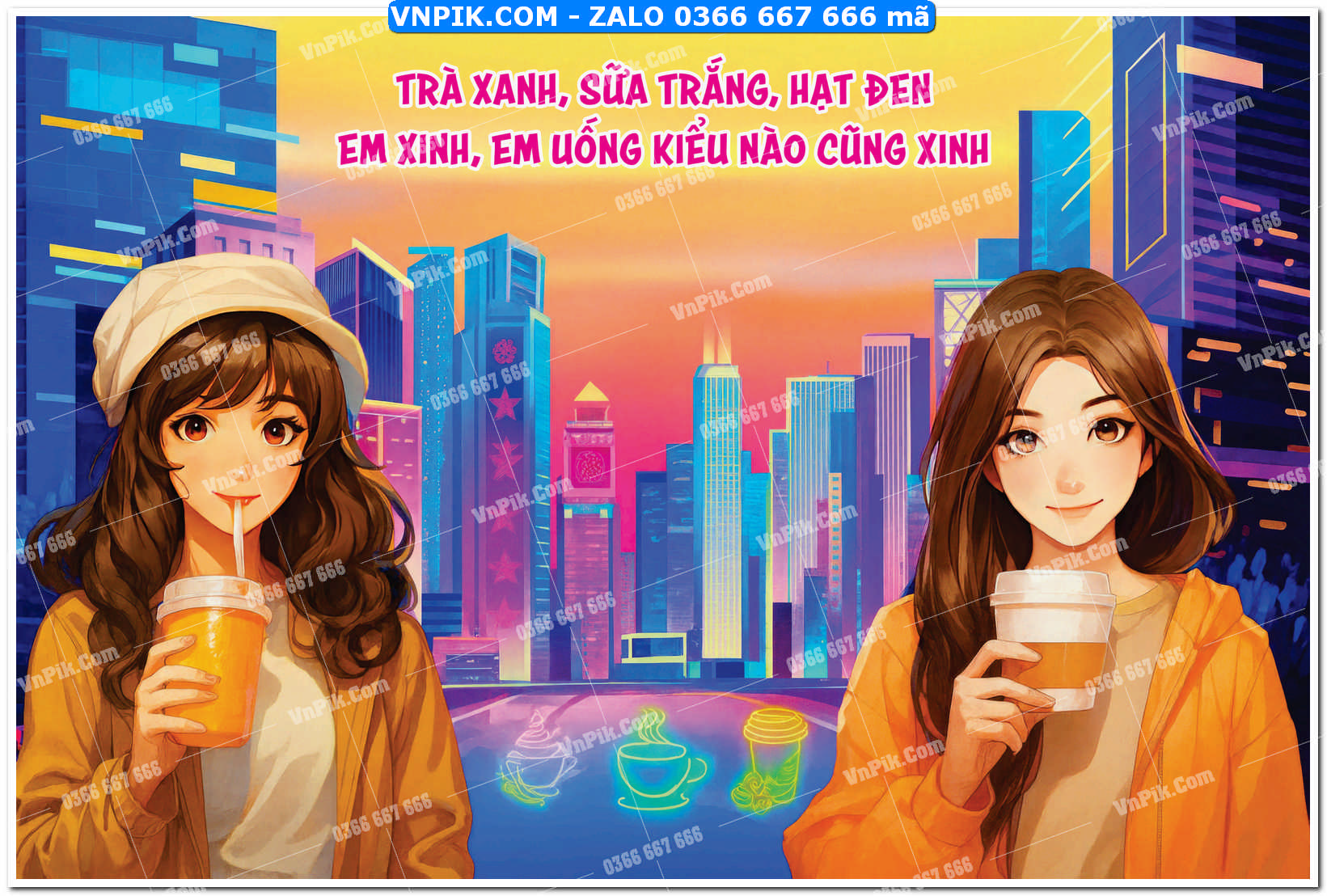Tranh tường trang trí quán Cà phê – trà sữa mã 0004TS