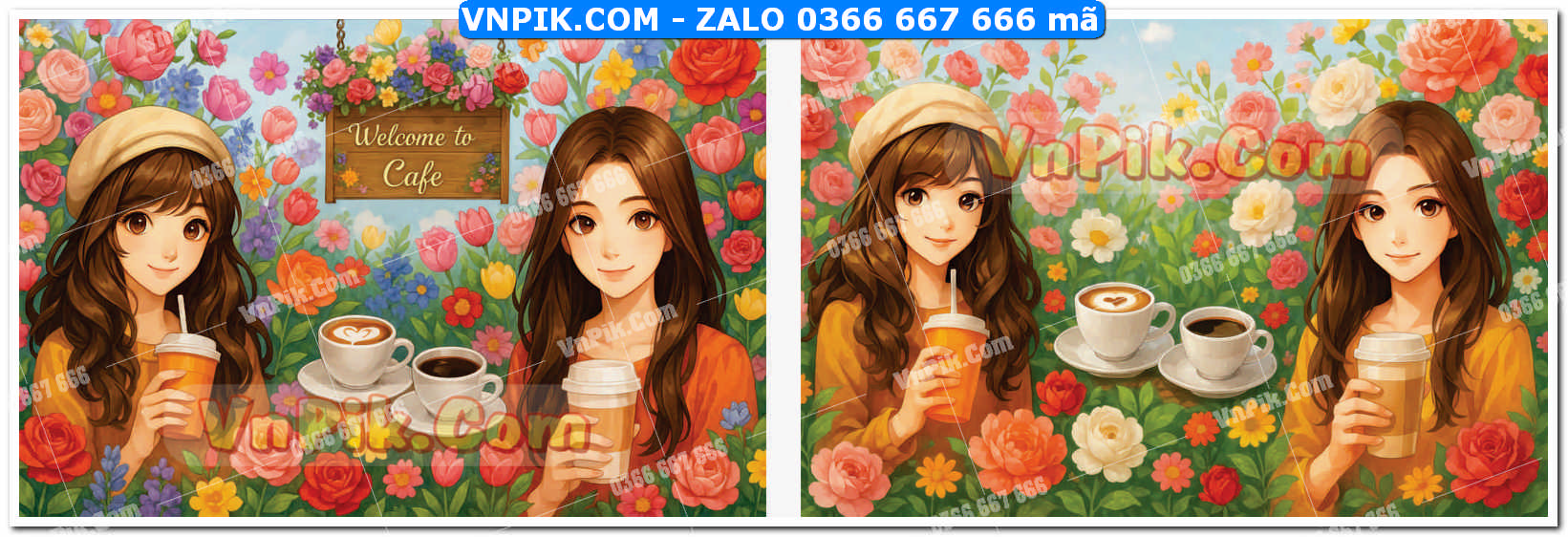 Tranh tường trang trí quán Cà phê – trà sữa mã 0008TS