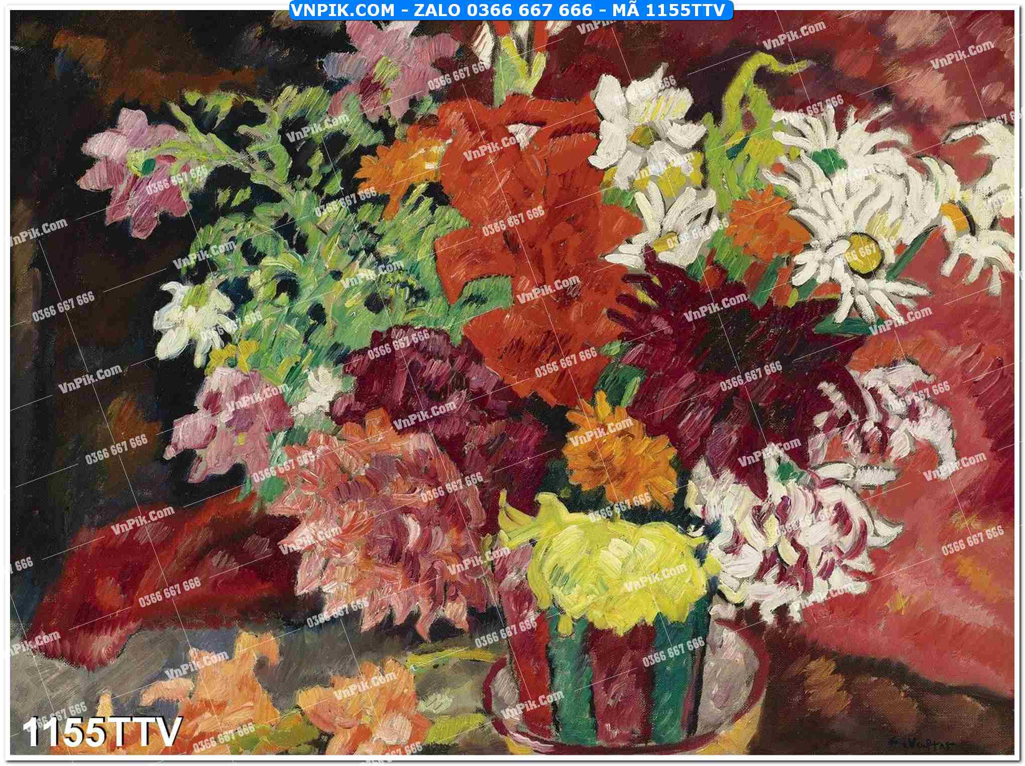 Tranh sơn dầu tĩnh vật hoa quả mã file 1155TTV