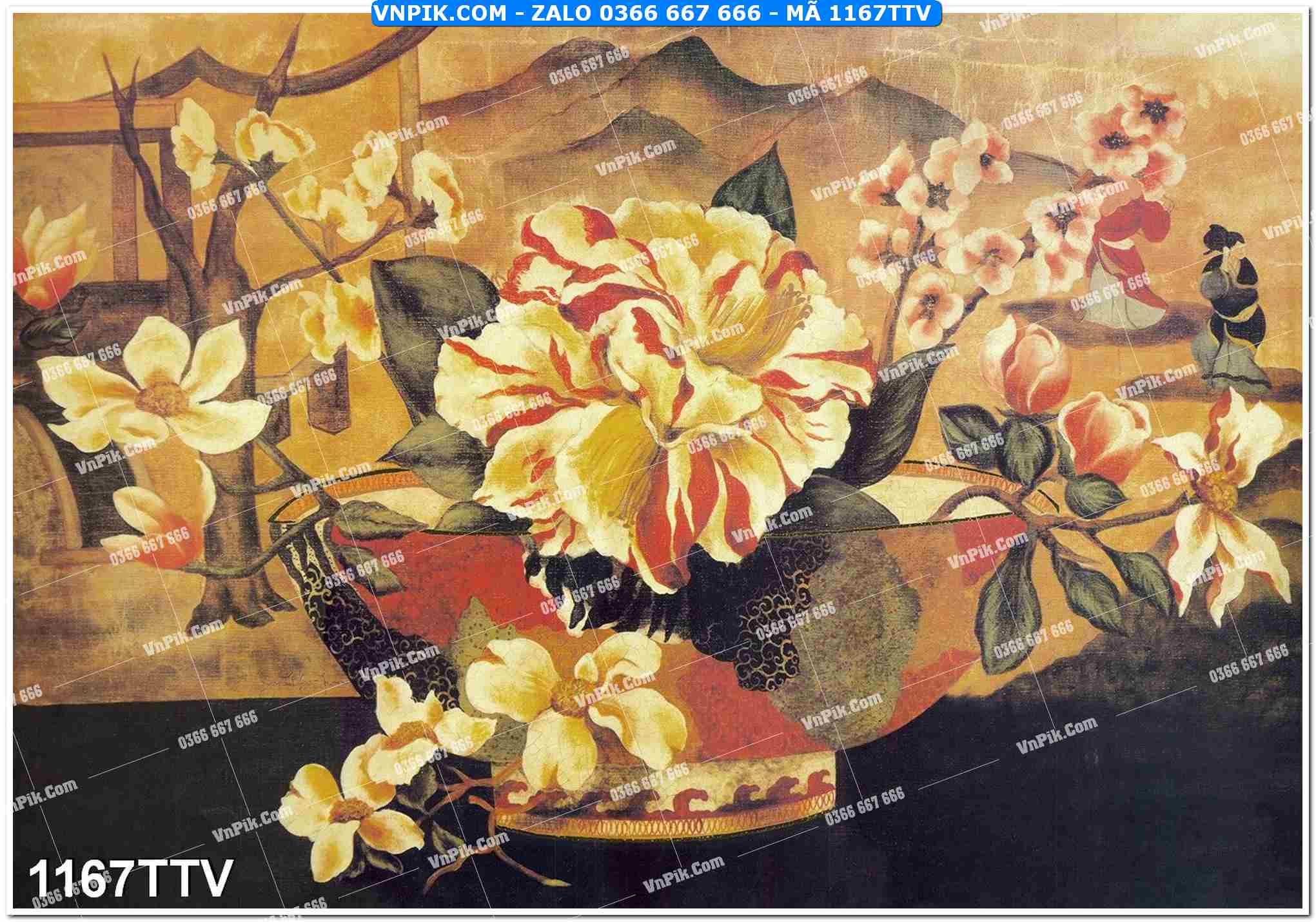 Tranh sơn dầu tĩnh vật hoa quả mã file 1167TTV