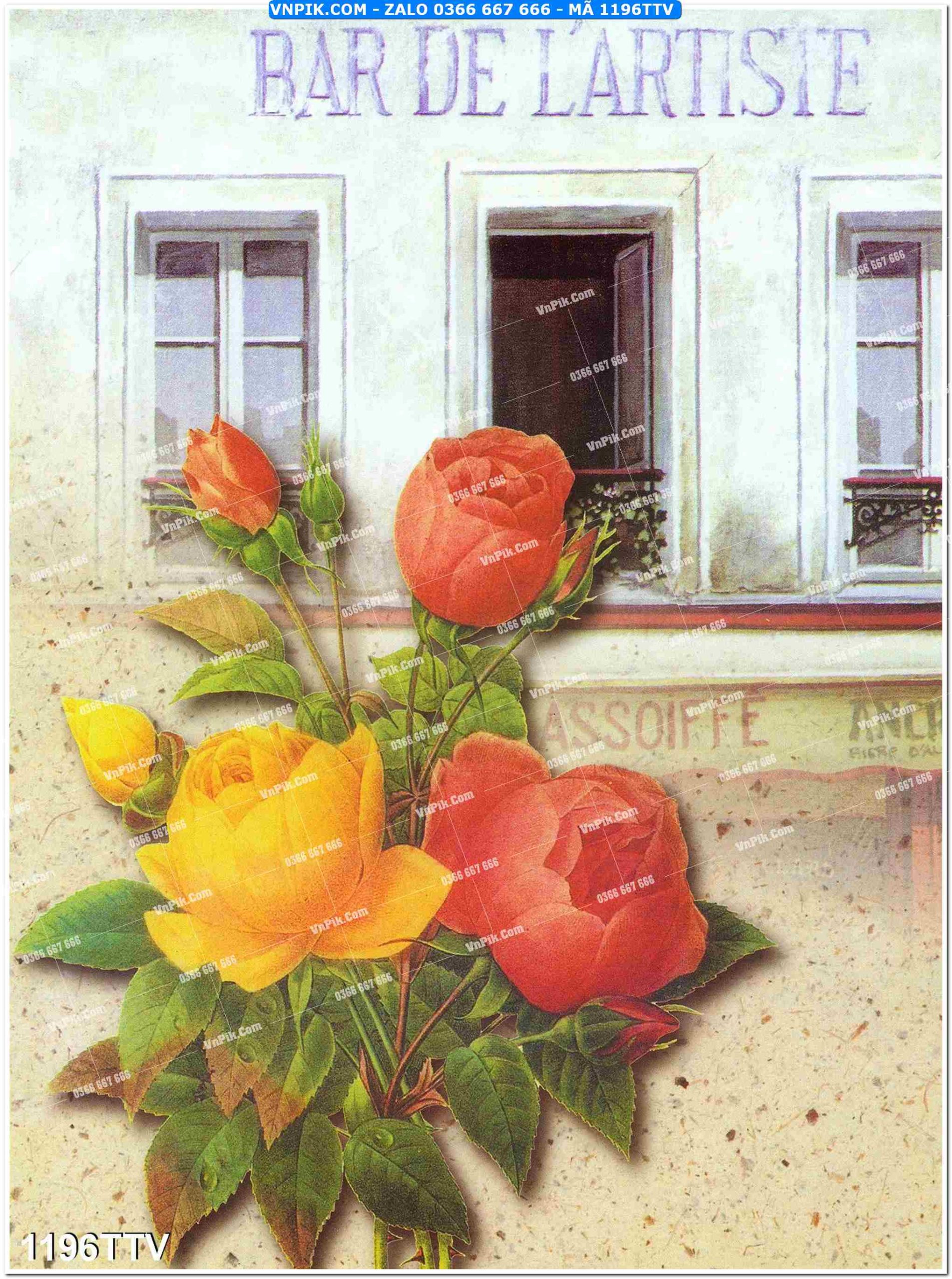 Tranh sơn dầu tĩnh vật hoa quả mã file 1196TTV