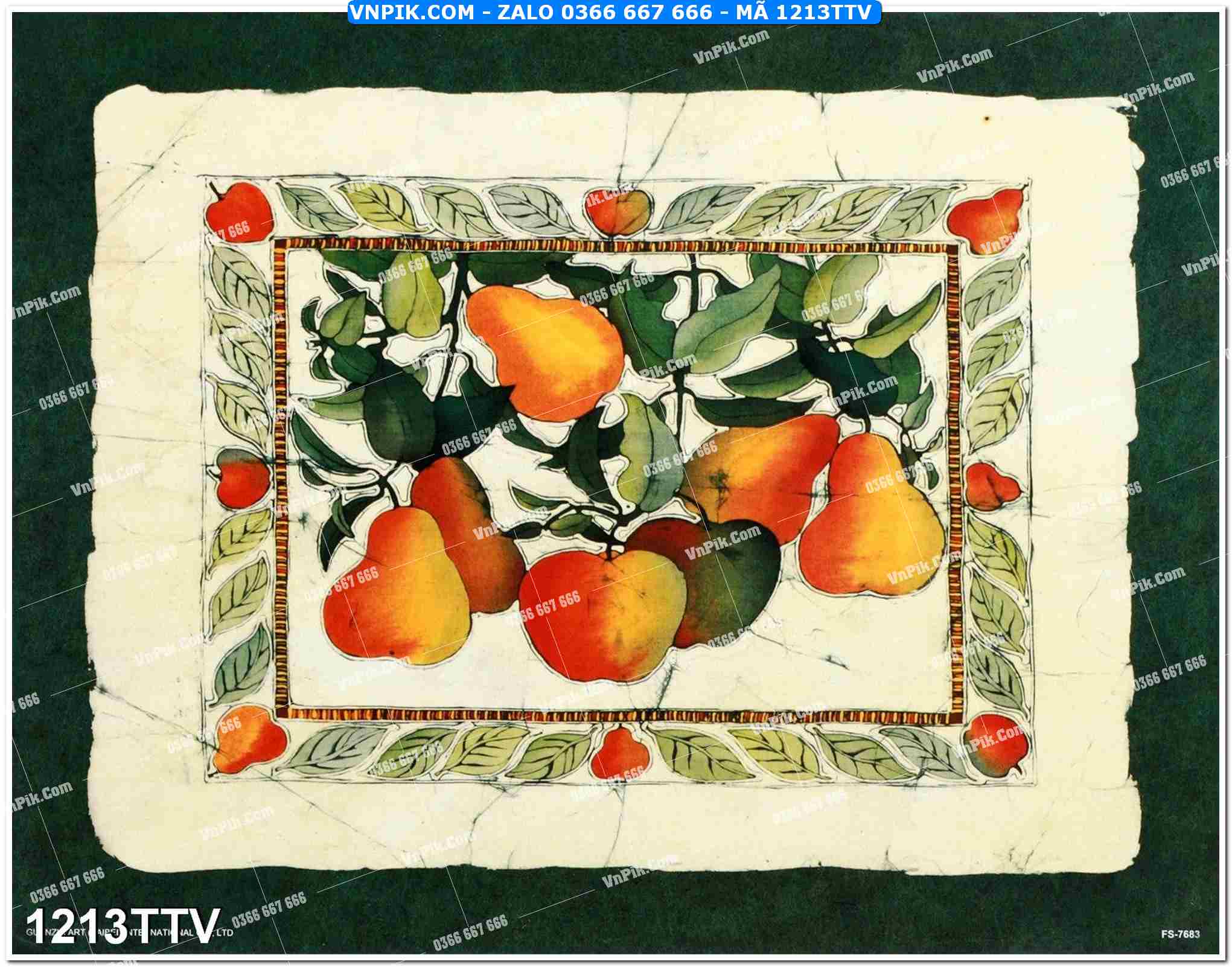 Tranh sơn dầu tĩnh vật hoa quả mã file 1213TTV