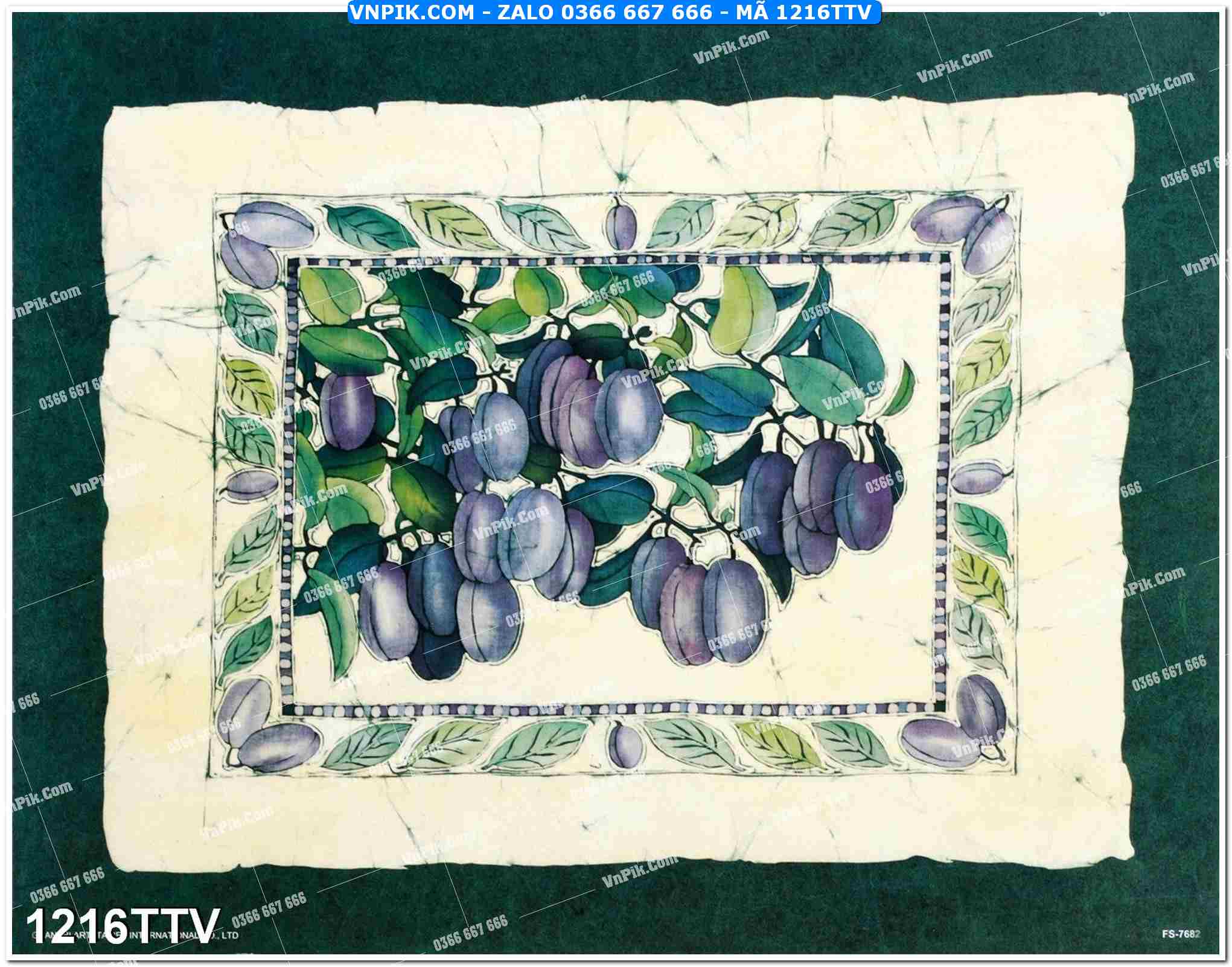Tranh sơn dầu tĩnh vật hoa quả mã file 1216TTV