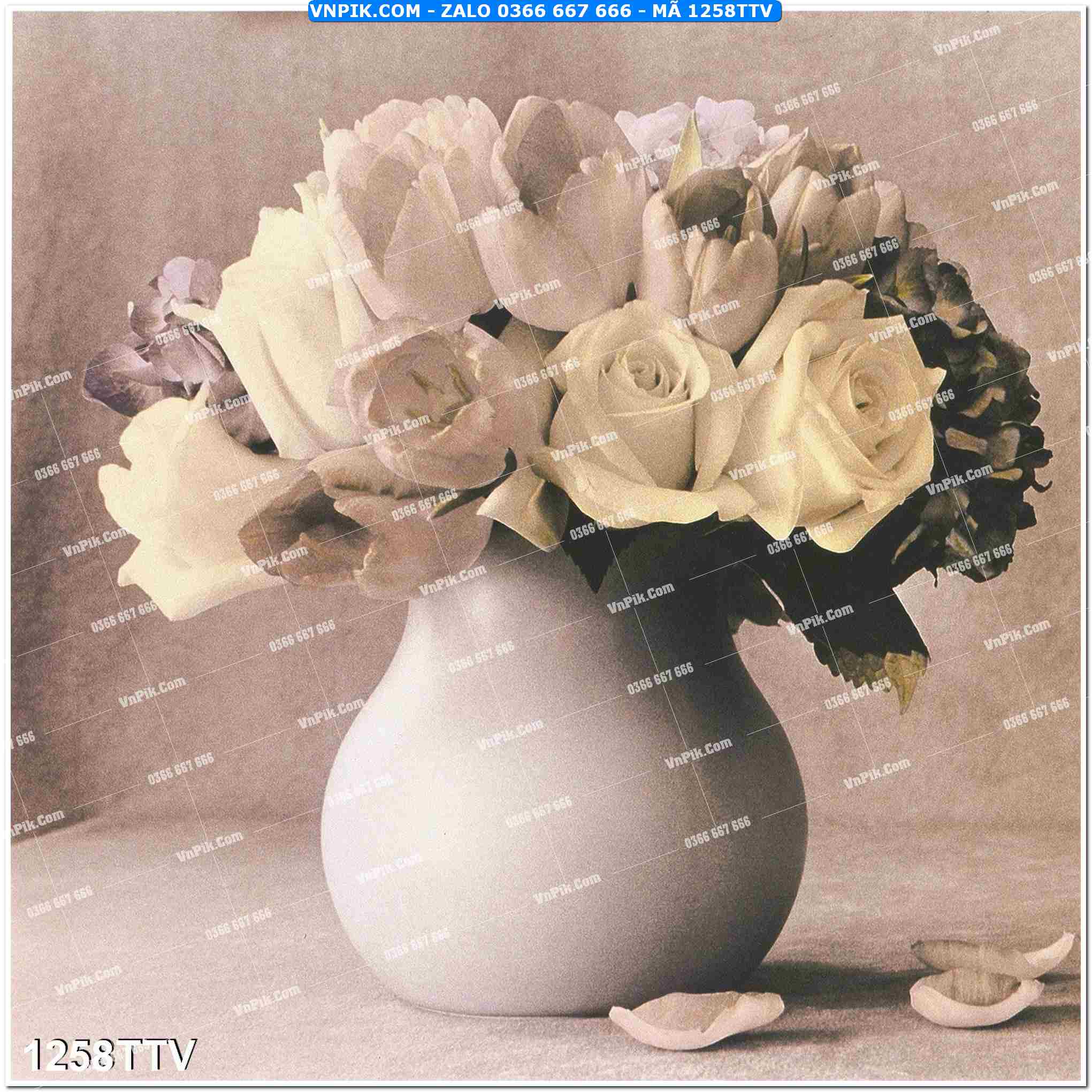 Tranh sơn dầu tĩnh vật hoa quả mã file 1258TTV