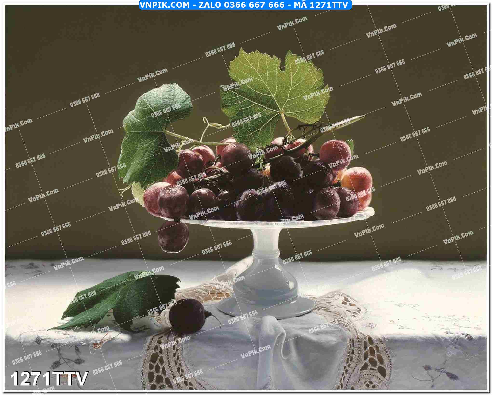 Tranh sơn dầu tĩnh vật hoa quả mã file 1271TTV
