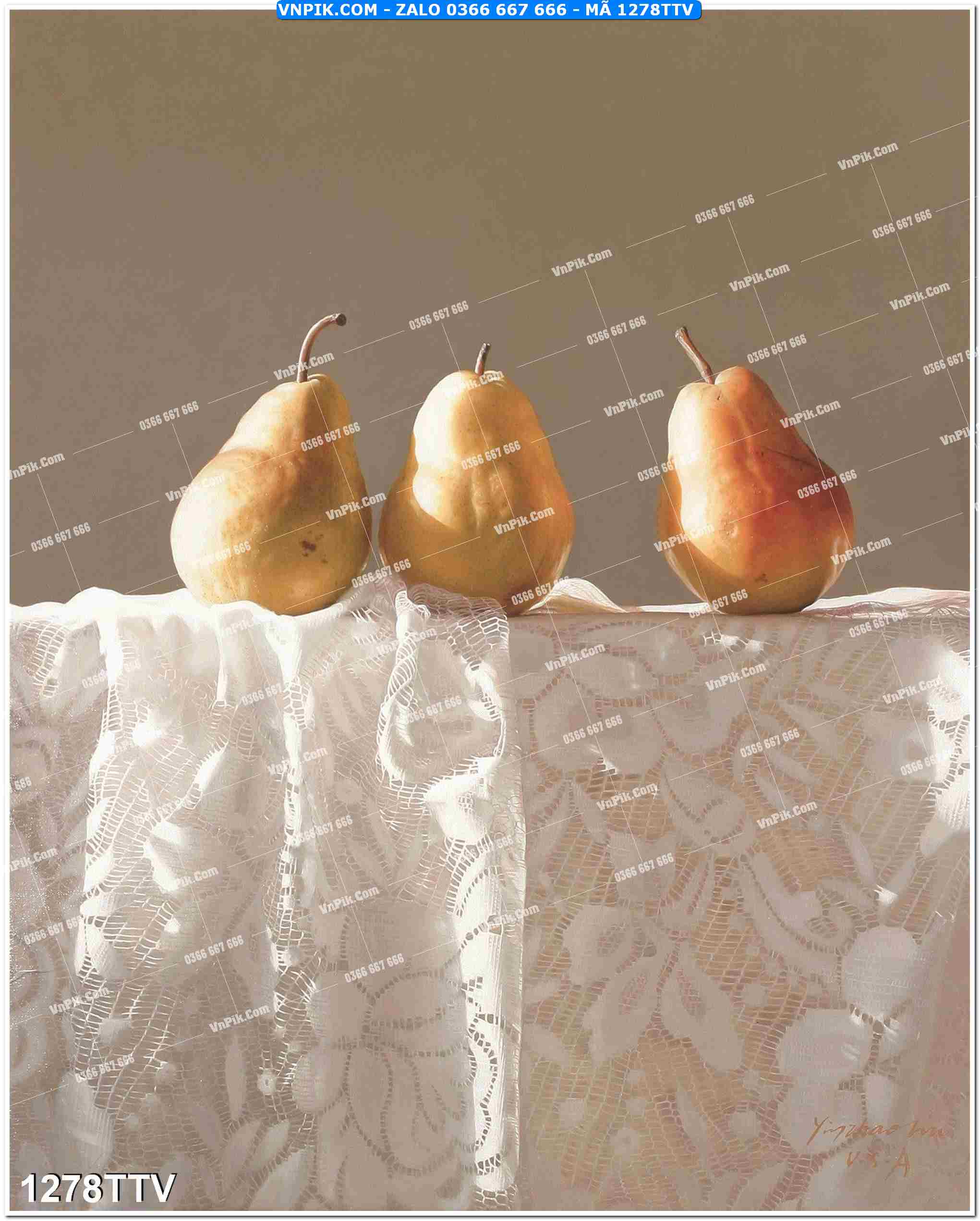 Tranh sơn dầu tĩnh vật hoa quả mã file 1278TTV