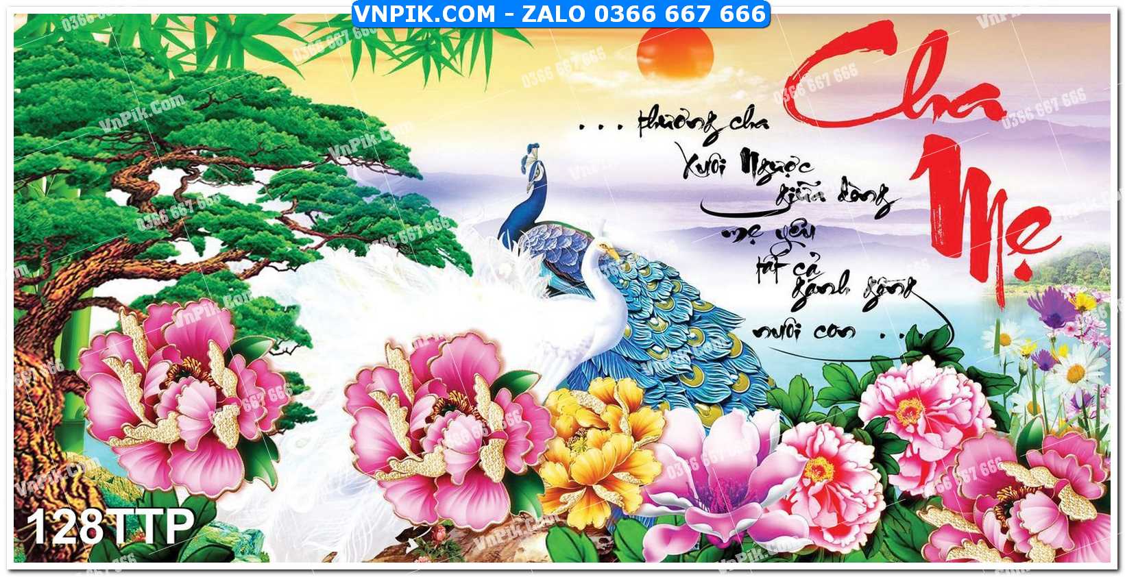 Tranh chữ thư pháp nghệ thuật 128TTP