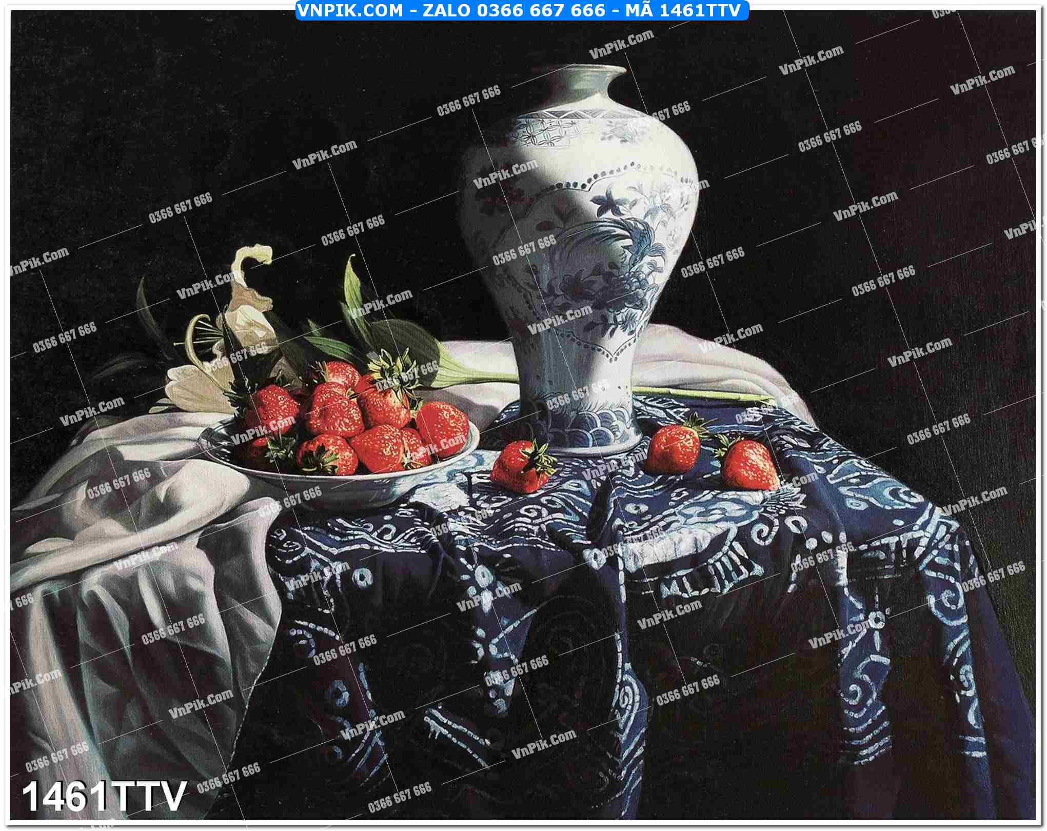 Tranh sơn dầu tĩnh vật hoa quả mã file 1461TTV