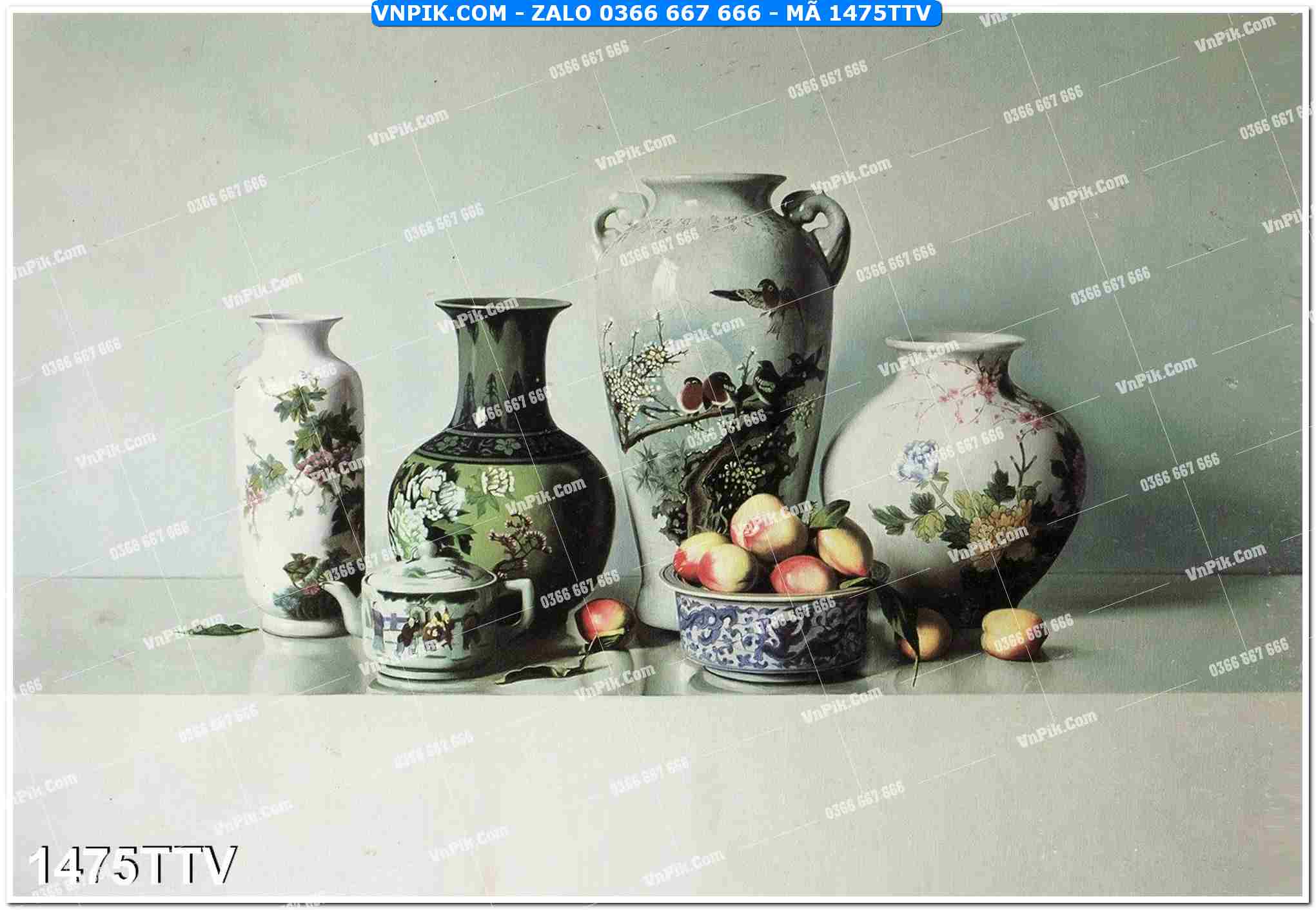 Tranh sơn dầu tĩnh vật hoa quả mã file 1475TTV