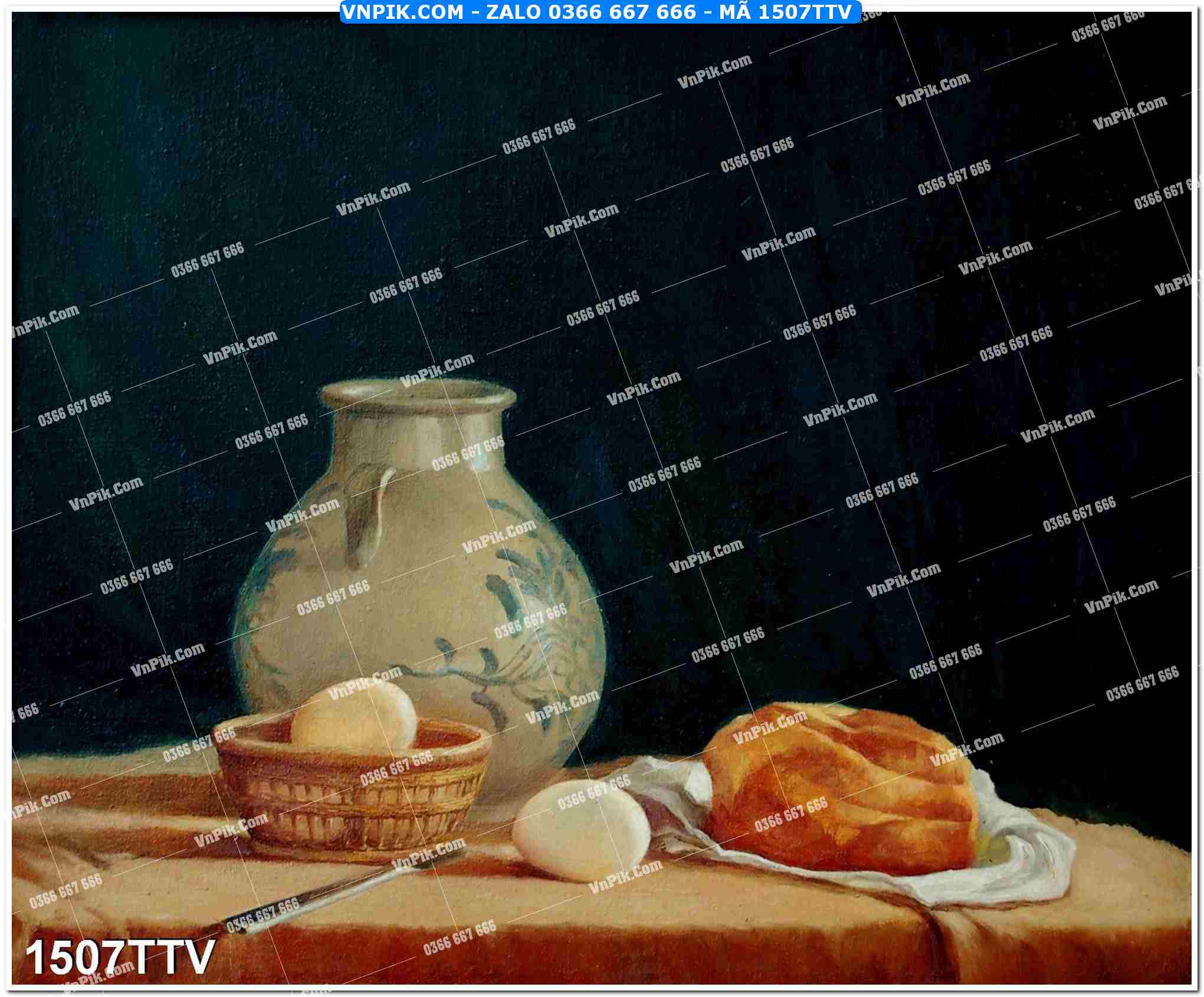 Tranh sơn dầu tĩnh vật hoa quả mã file 1507TTV