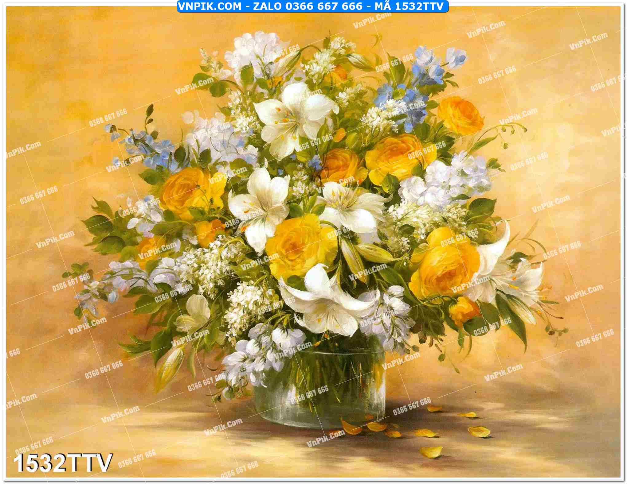 Tranh sơn dầu tĩnh vật hoa quả mã file 1532TTV
