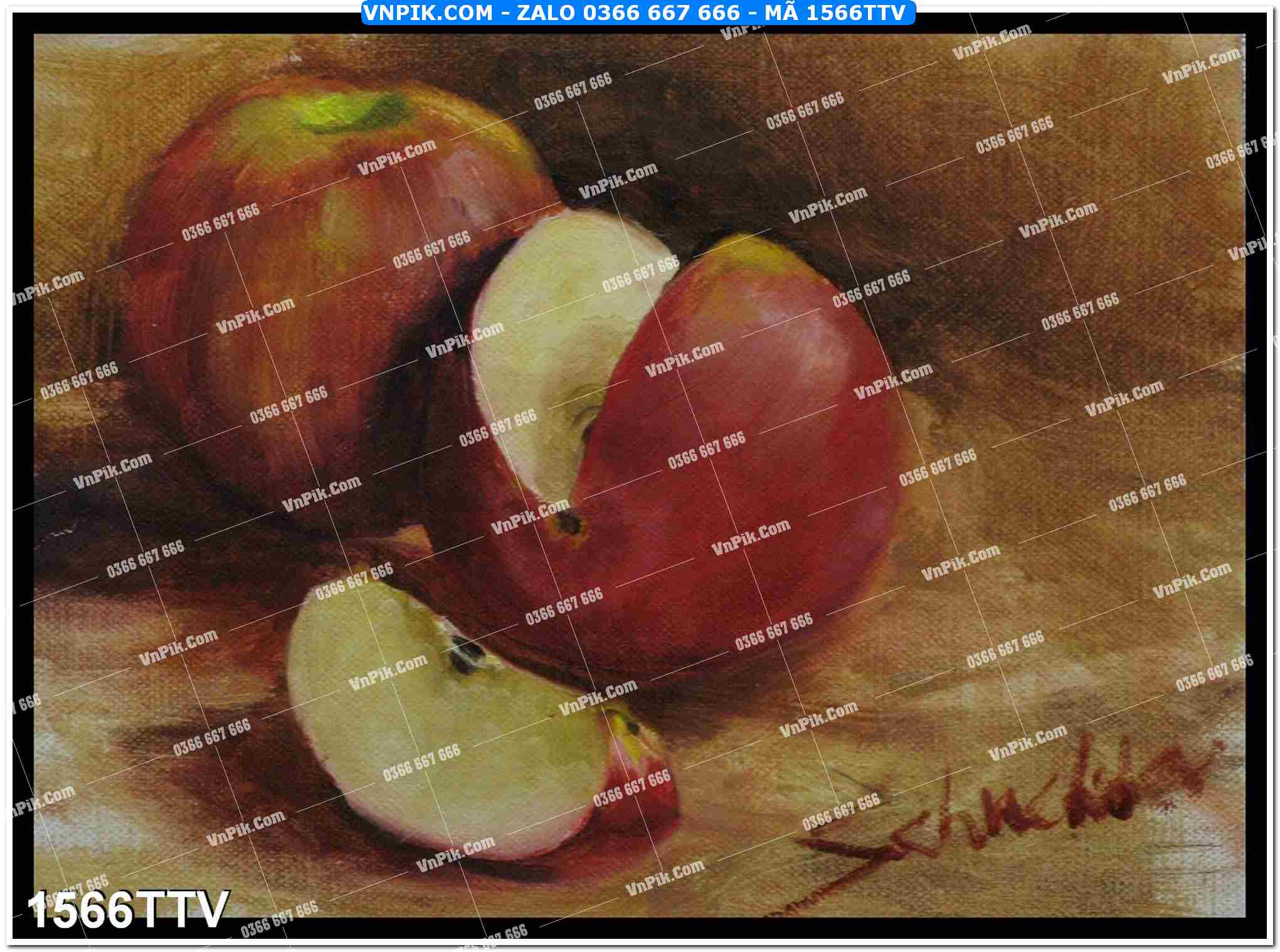 Tranh sơn dầu tĩnh vật hoa quả mã file 1566TTV